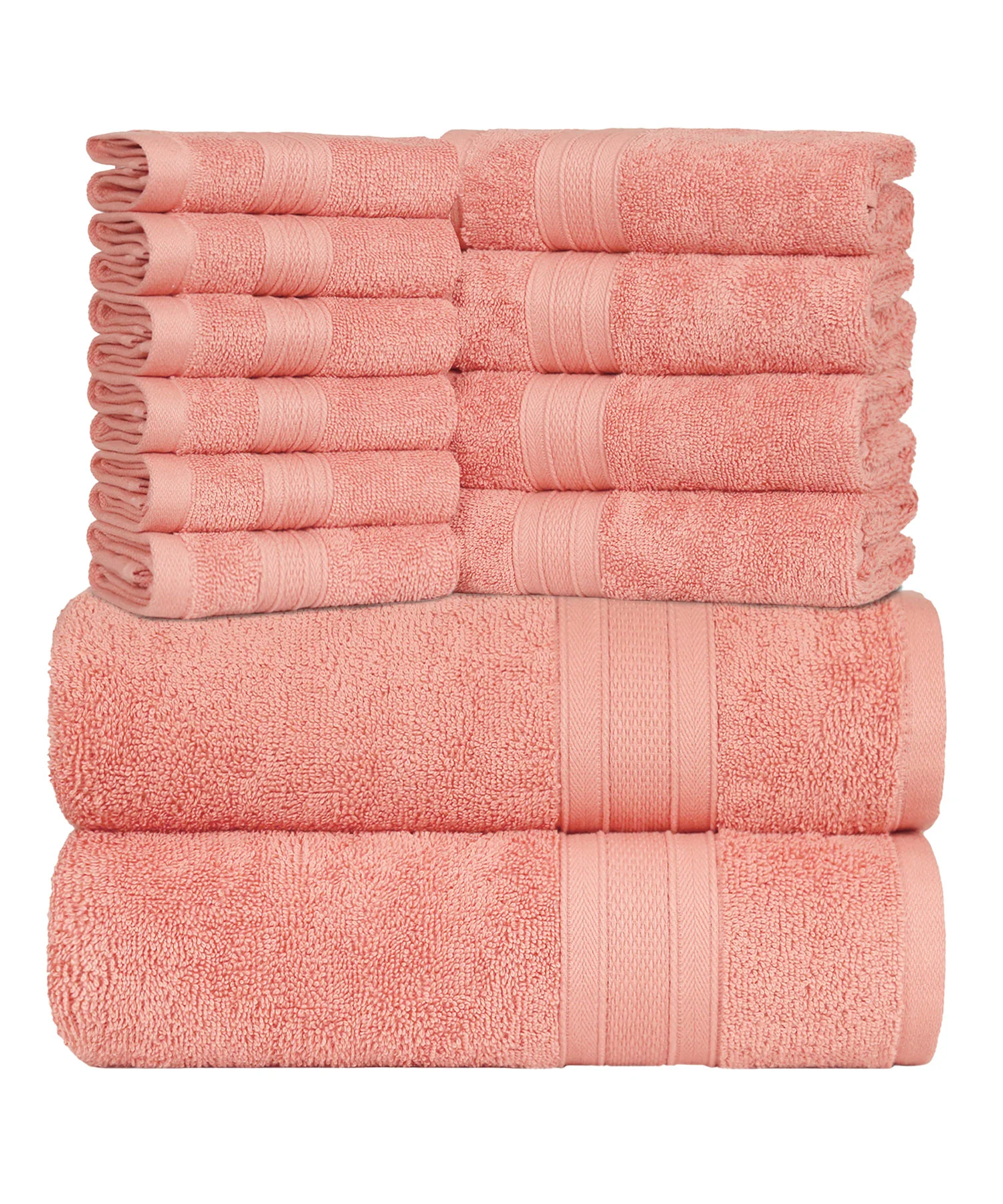 Soft Comfort 12Pc Towel Set, Coral Haze|509 GSM Cotton|Air Rich Technology - Image 4
