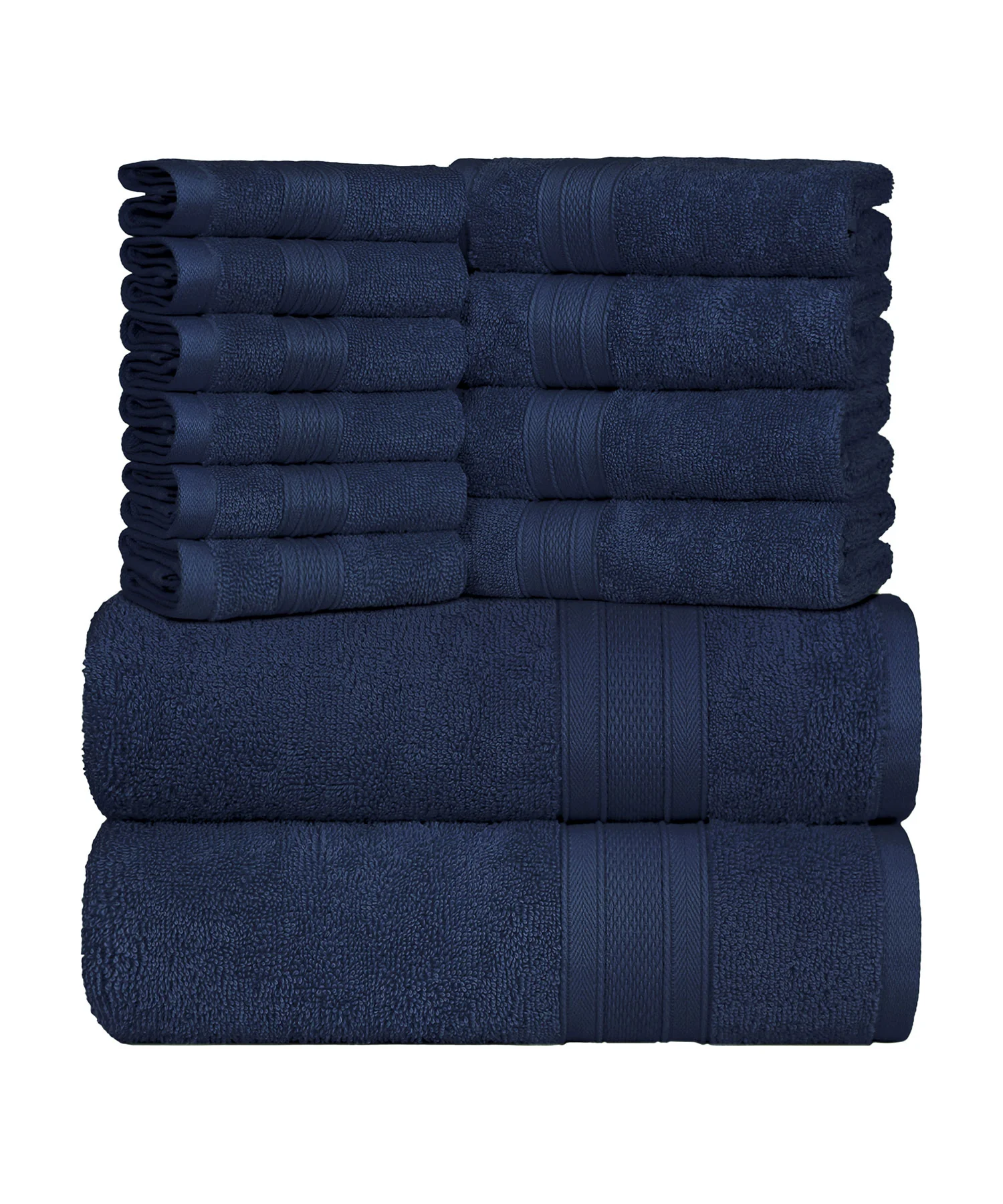 Soft Comfort 12Pc Towel Set, Navy|509 GSM Cotton|Air Rich Technology - Image 4
