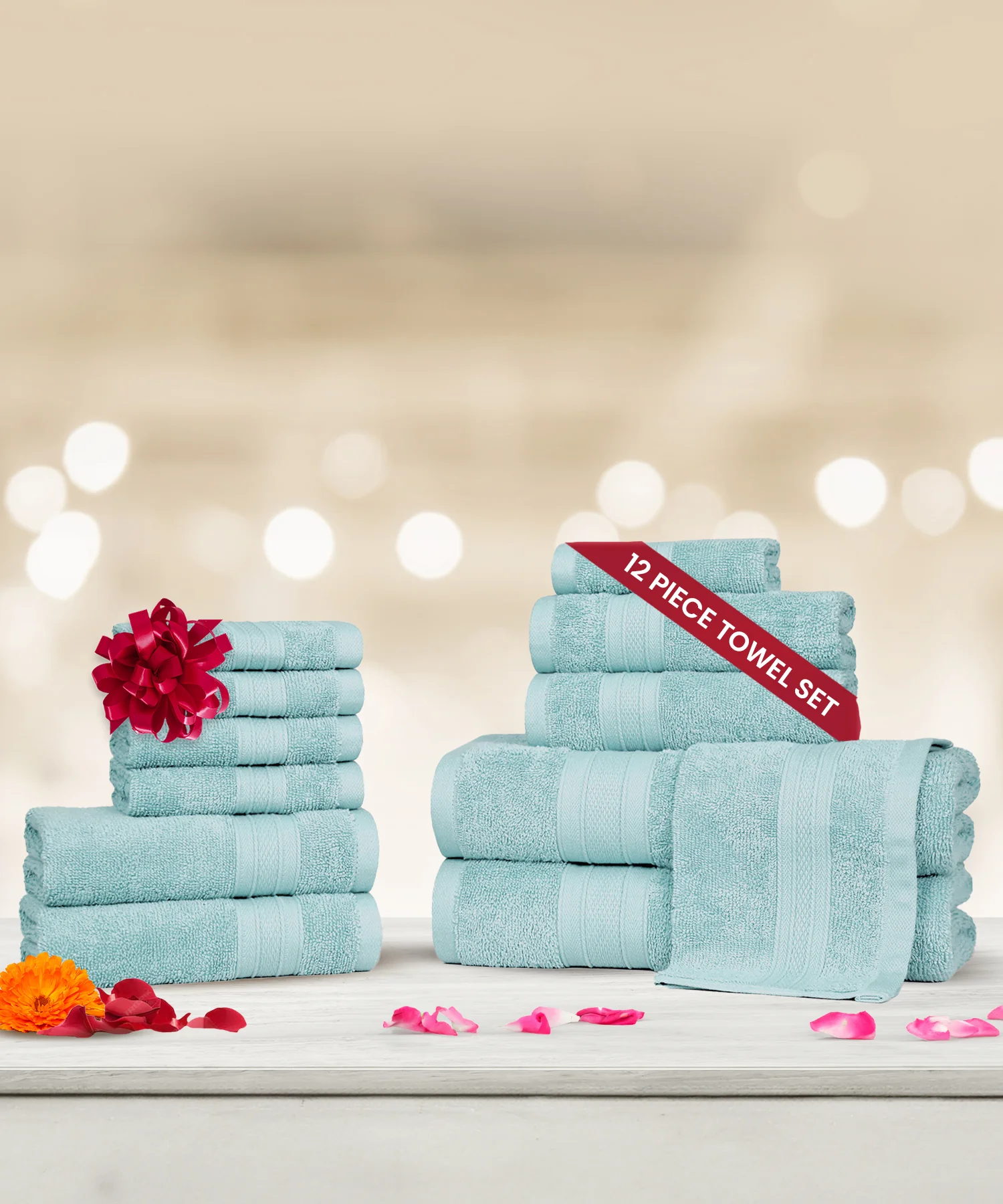 Soft Comfort 12Pc Towel Set, Nile Blue|509 GSM Cotton|Air Rich Technology - Image 3