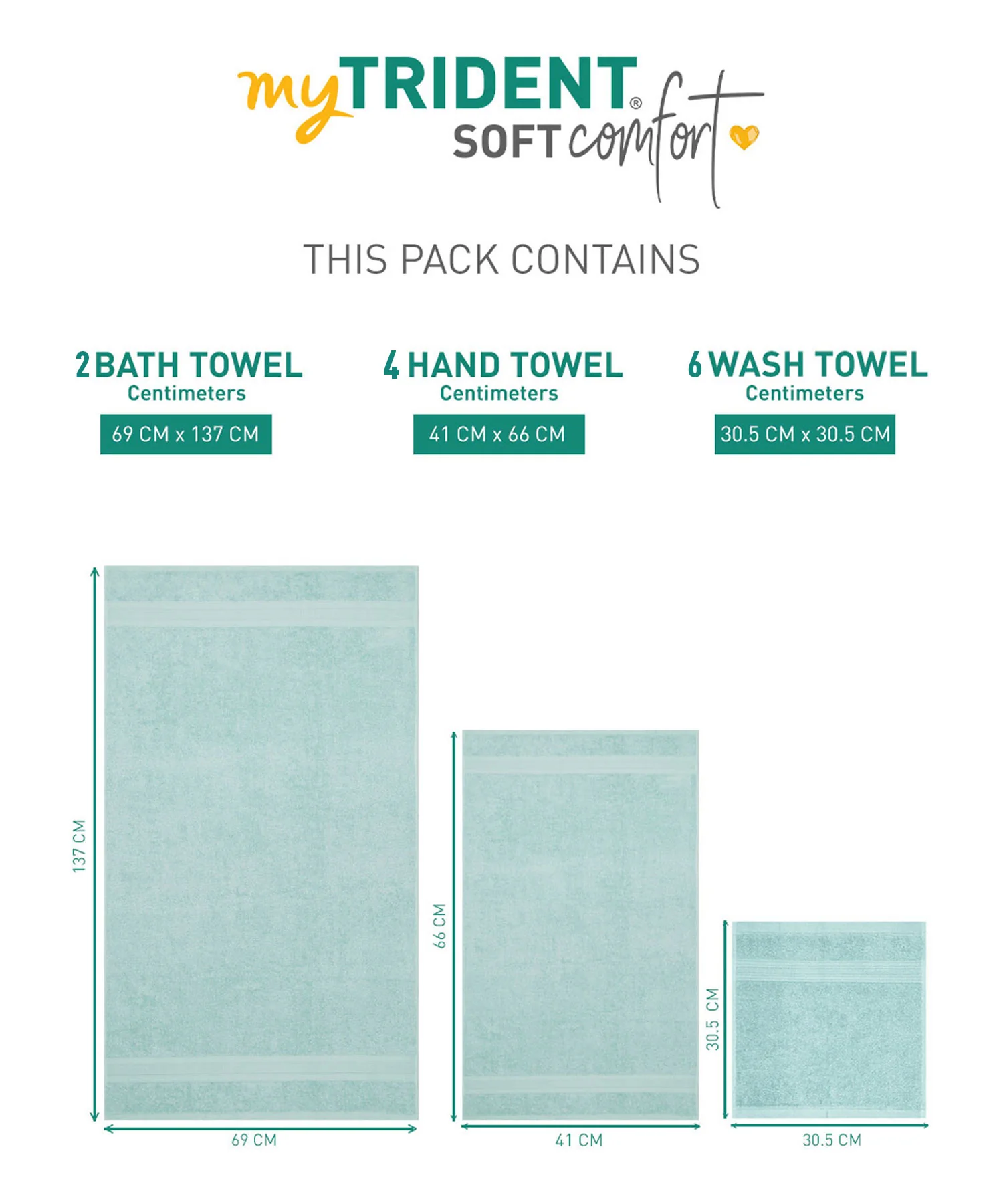 Soft Comfort 12Pc Towel Set, Nile Blue|509 GSM Cotton|Air Rich Technology - Image 8
