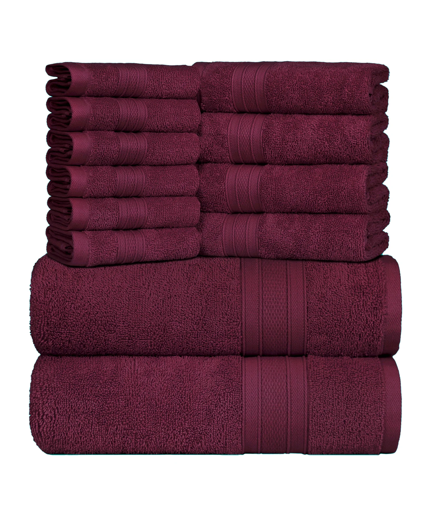 Soft Comfort 12Pc Towel Set, Red Wine|509 GSM Cotton|Air Rich Technology - Image 4