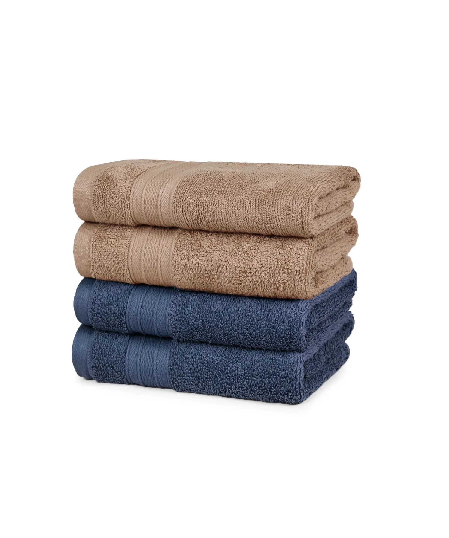 Soft Comfort 4 Pc Hand Towel, Acorn & Navy| 509 GSM Cotton|Air Rich Technology - Image 2