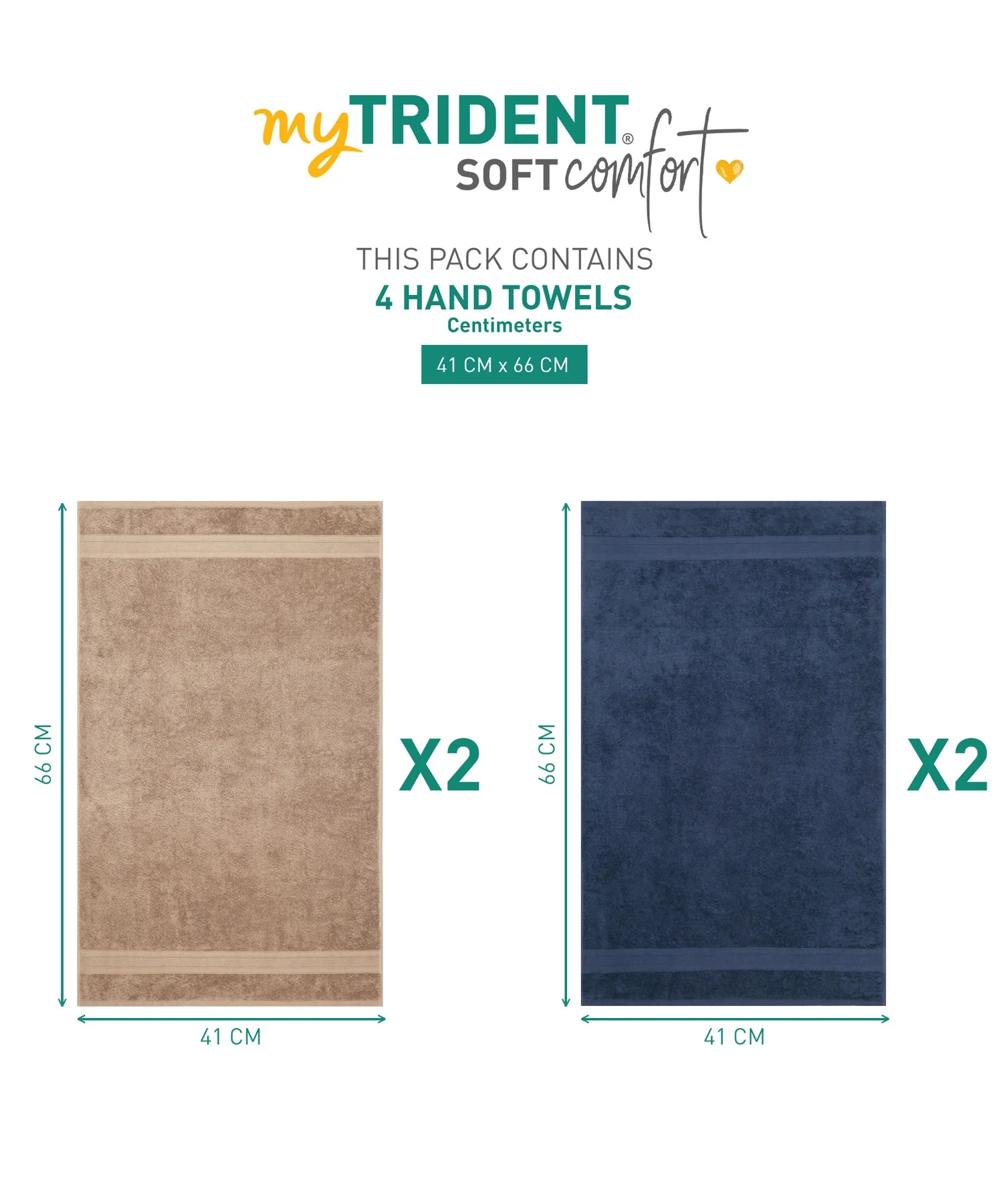 Soft Comfort 4 Pc Hand Towel, Acorn & Navy| 509 GSM Cotton|Air Rich Technology - Image 7