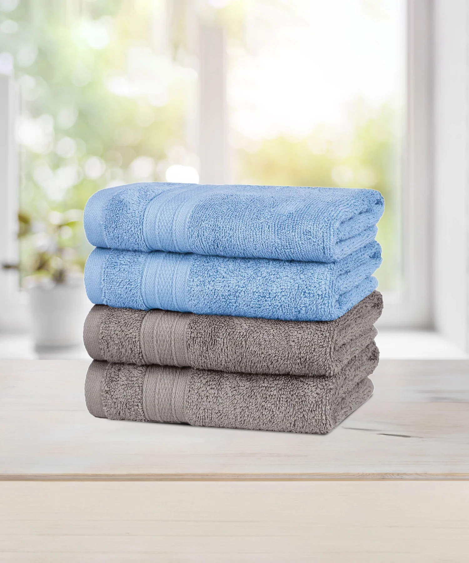 Soft Comfort 4 Pc Hand Towel, Charcoal & Allure| 509 GSM Cotton|Air Rich Technology - Image 3