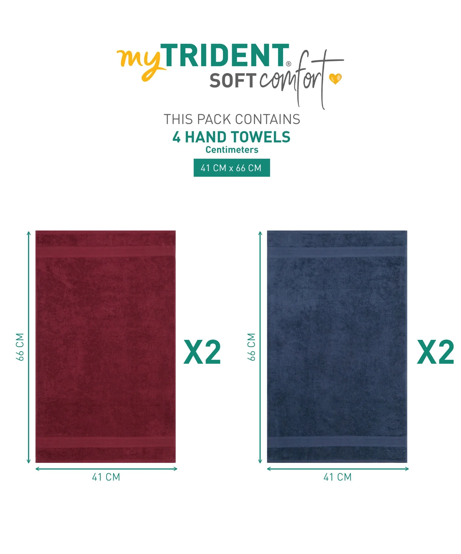 Soft Comfort 4 Pc Hand Towel, Wine Red & Navy| 509 GSM Cotton|Air Rich Technology - Image 7