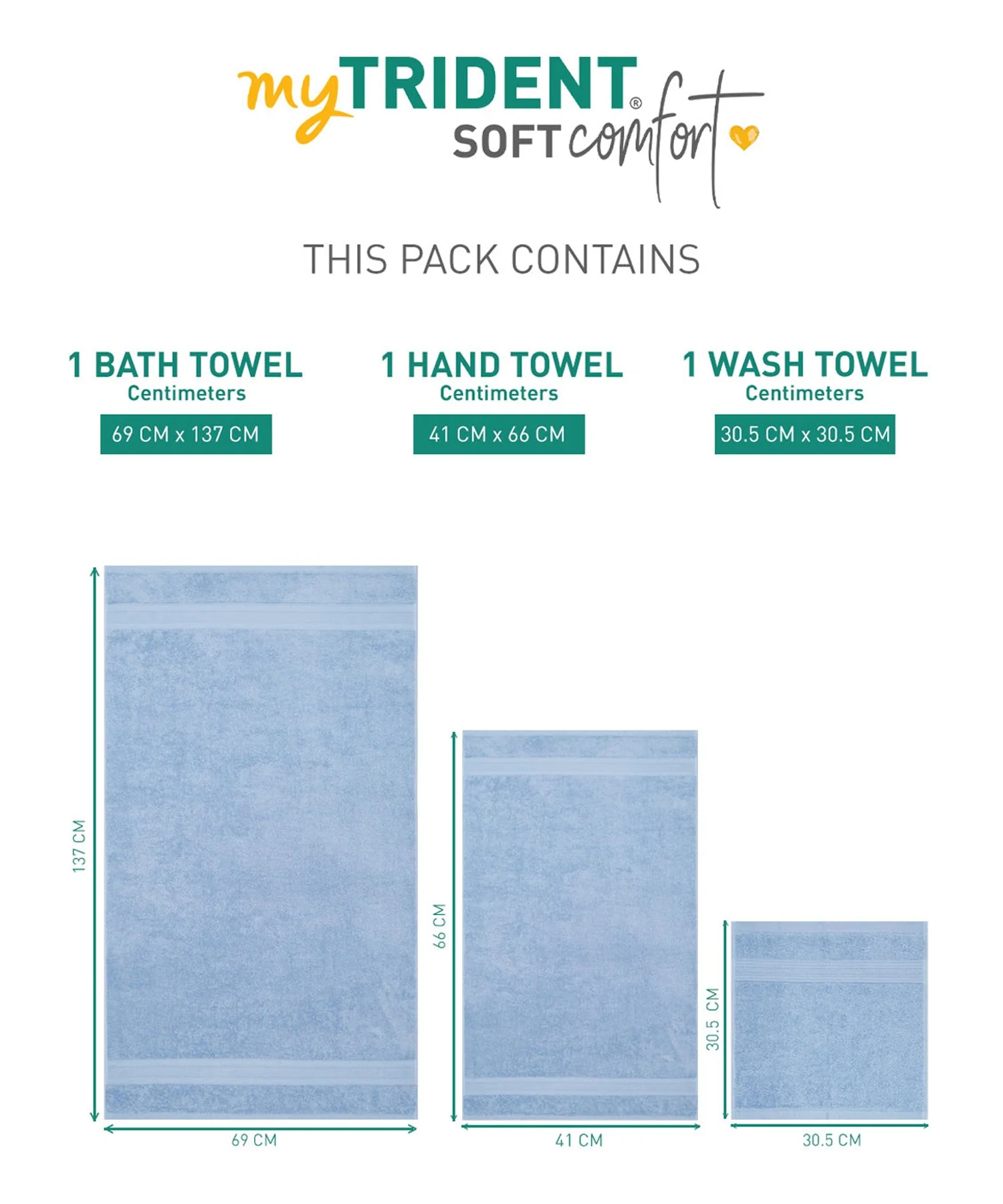 Soft Comfort 3Pc Towel Set, Allure|509 GSM Cotton|Air Rich Technology - Image 9