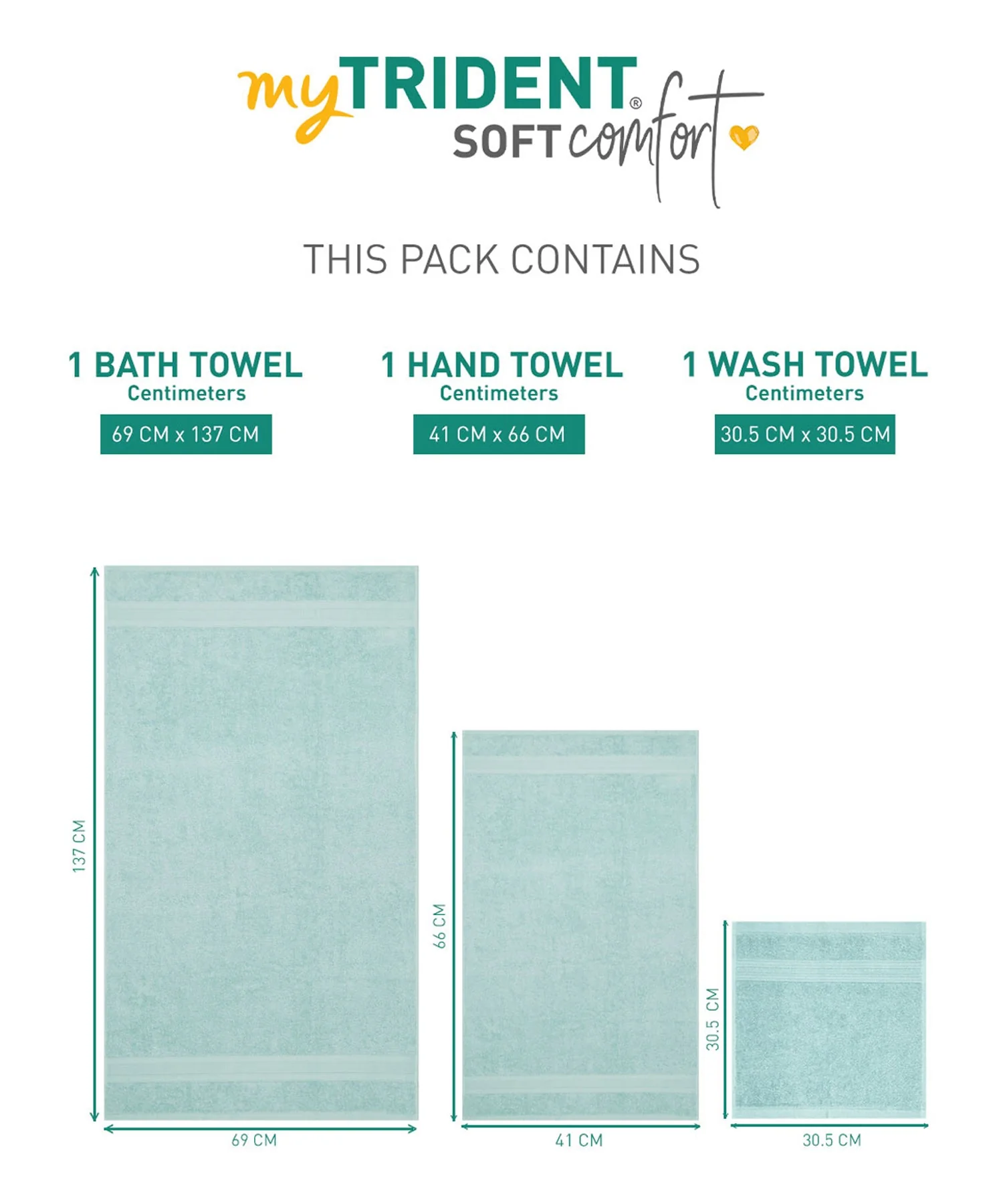 Soft Comfort 3Pc Towel Set, Nile Blue|509 GSM Cotton|Air Rich Technology - Image 9