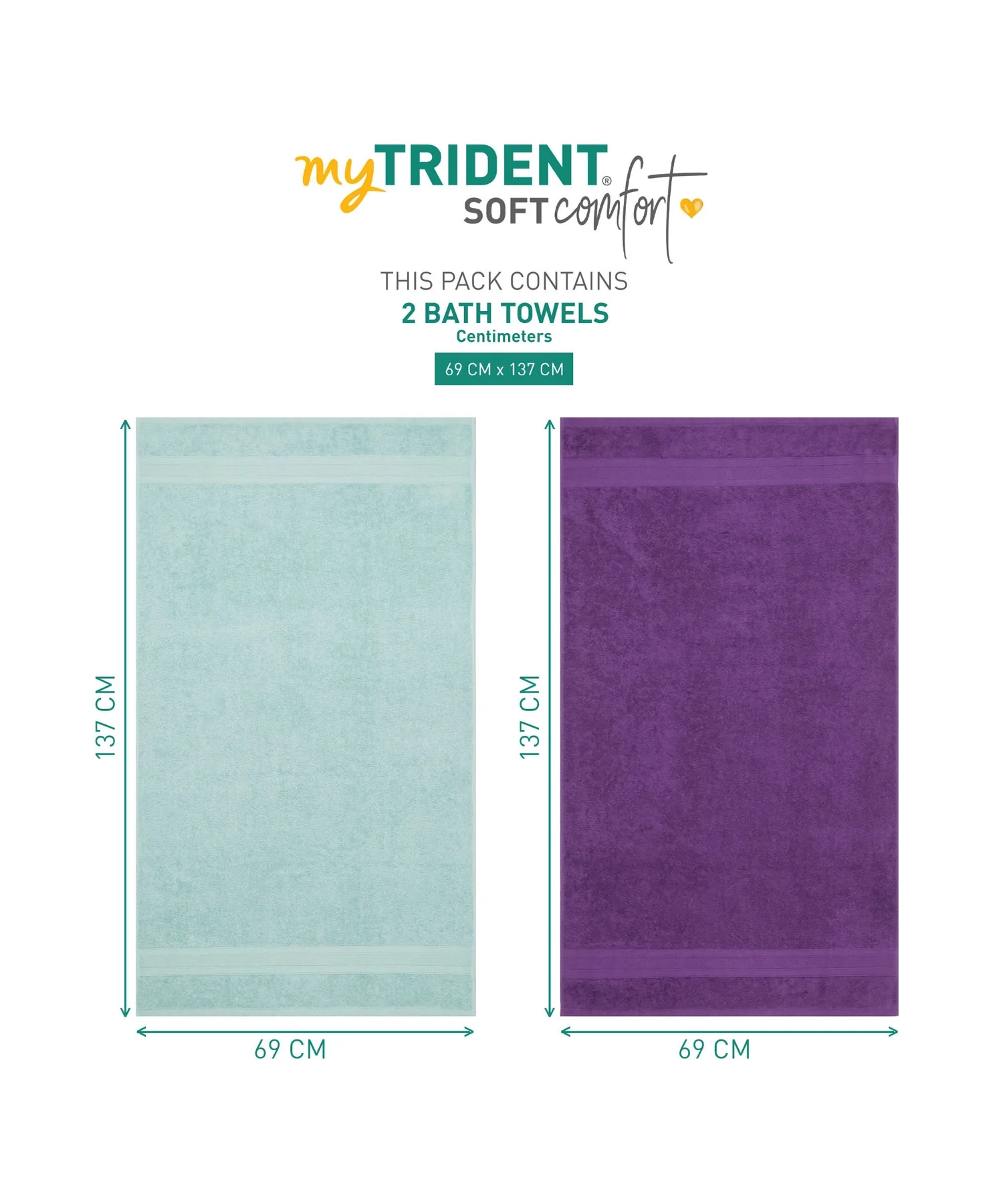 Soft Comfort 2 Pc Bath Towel, Nile Blue & Plum| 509 GSM Cotton|Air Rich Technology - Image 7