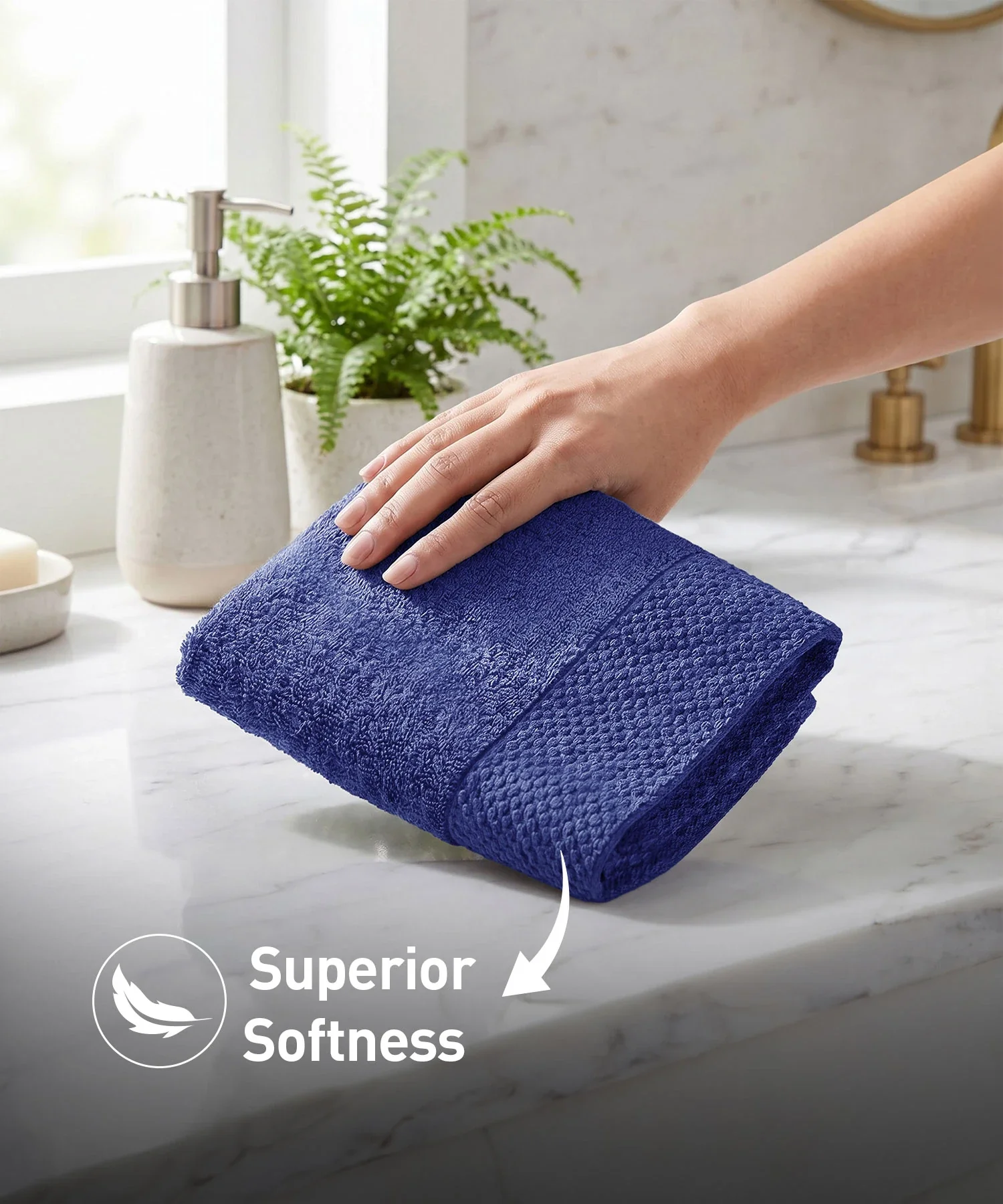 Soft Comfort 4Pc Face Towel Set, New Navy|600 GSM Cotton|Superior Softness - Image 5