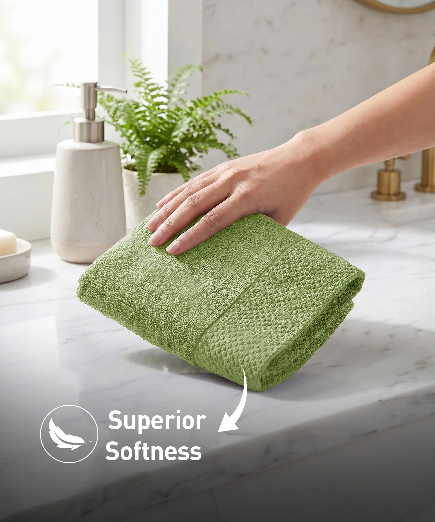 Soft Comfort 4Pc Face Towel Set, Olive|600 GSM Cotton|Superior Softness - Image 5