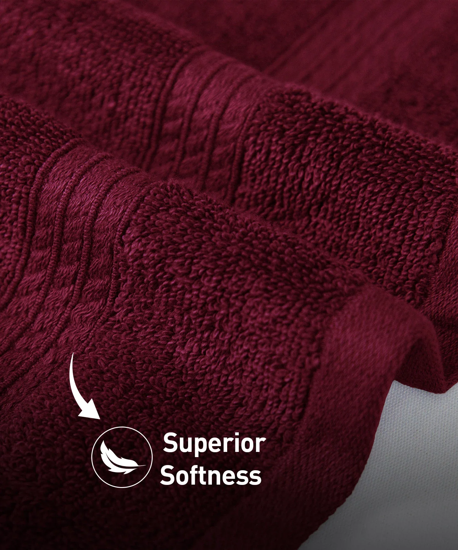Soft Comfort 4Pc Face Towel Set, Wine Red |600 GSM Cotton|Fade Resistance - Image 5