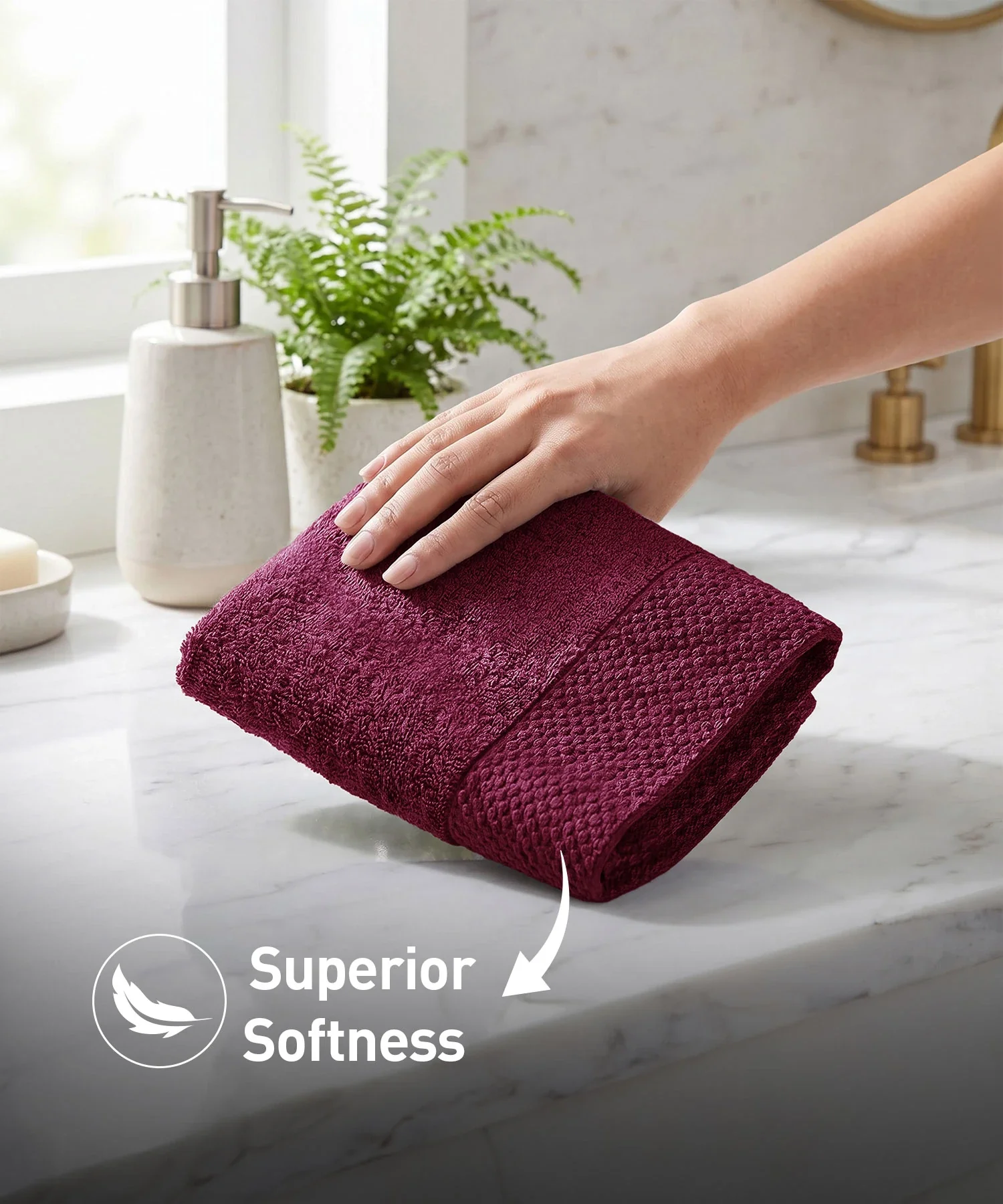 Soft Comfort 4Pc Face Towel Set, Wine Red |600 GSM Cotton|Superior Softness - Image 5