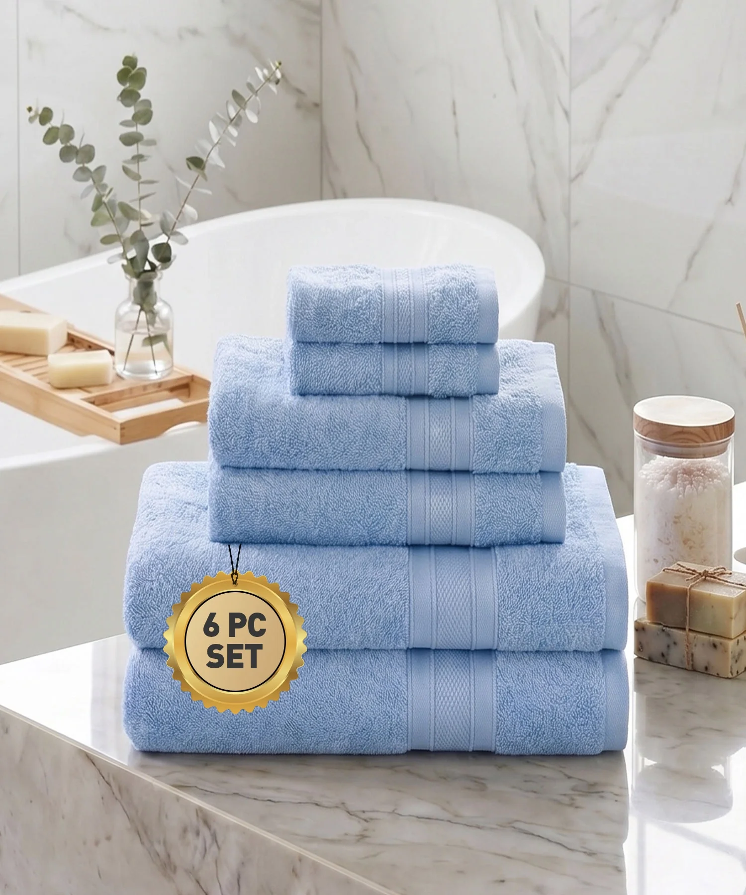 Soft Comfort 6Pc Towel Set, Allure|509 GSM Cotton|Air Rich Technology