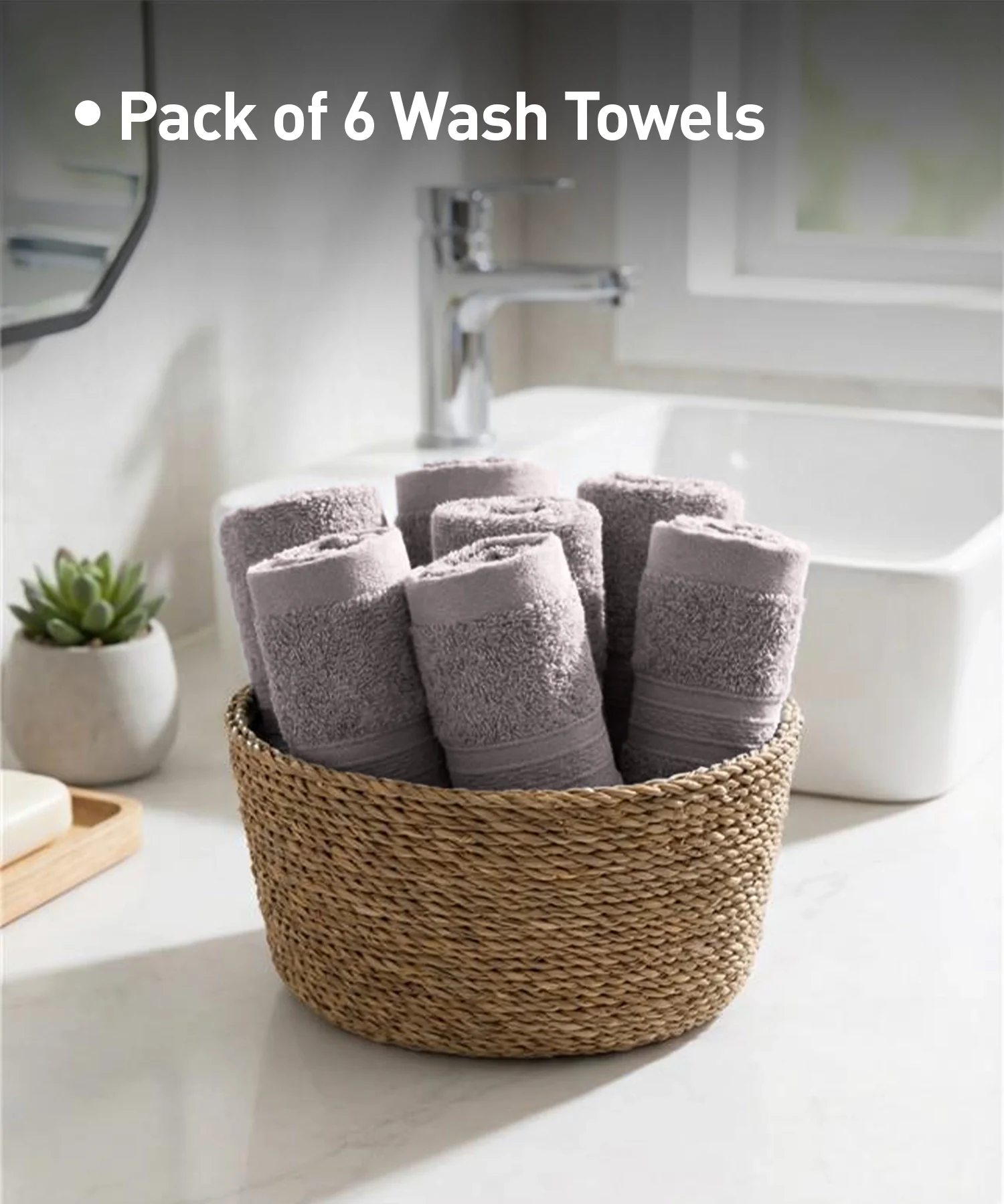 Soft Comfort 6Pc Towel Set, Charcoal|509 GSM Cotton|Air Rich Technology - Image 7