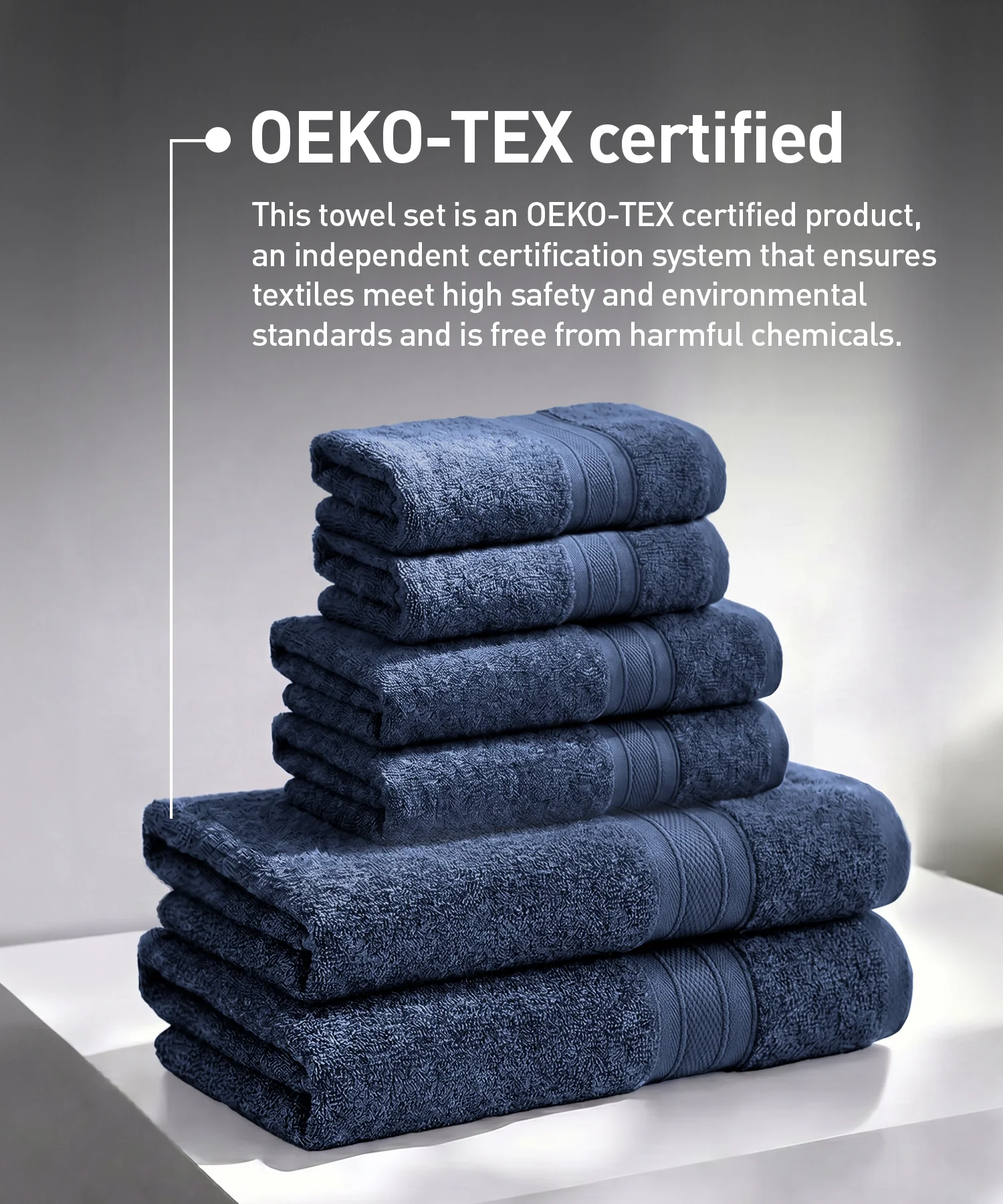 Soft Comfort 6Pc Towel Set, Navy|509 GSM Cotton|Air Rich Technology - Image 6