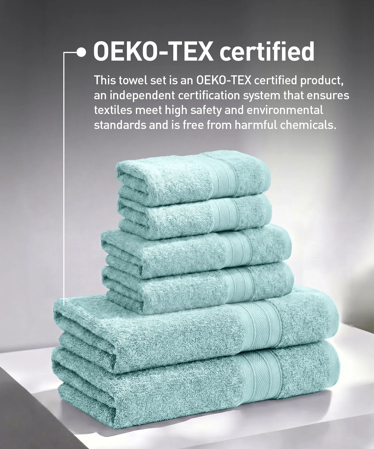Soft Comfort 6Pc Towel Set, Nile Blue|509 GSM Cotton|Air Rich Technology - Image 6