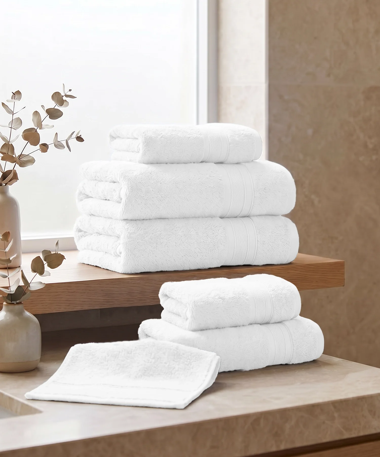 Soft Comfort 6Pc Towel Set, White|509 GSM Cotton|Air Rich Technology - Image 3
