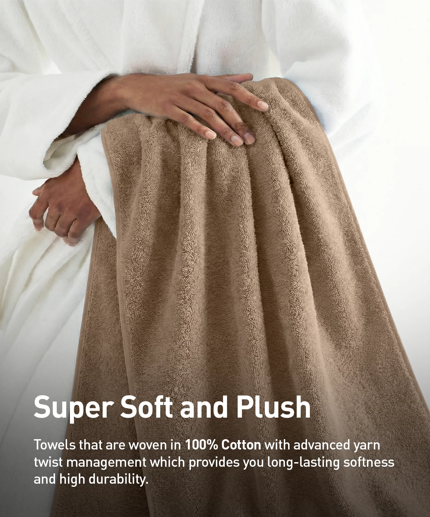 Soft Comfort 2Pc Bath Towel Set, Acron, Brown|509 GSM Cotton|Air Rich Technology - Image 8