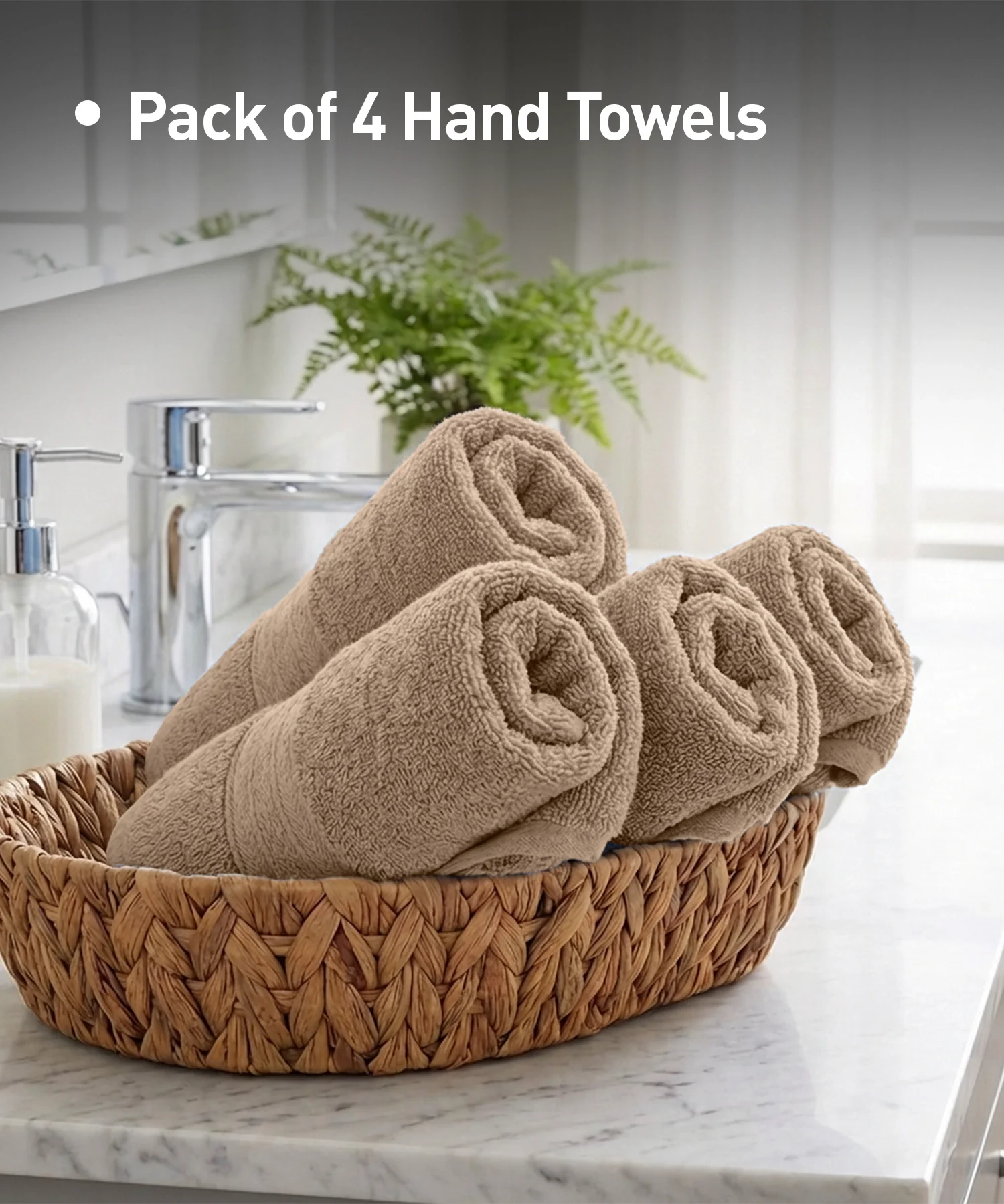 Soft Comfort 4Pc Hand Towel Set, Acron Brown|509 GSM Cotton|Air Rich Technology - Image 8