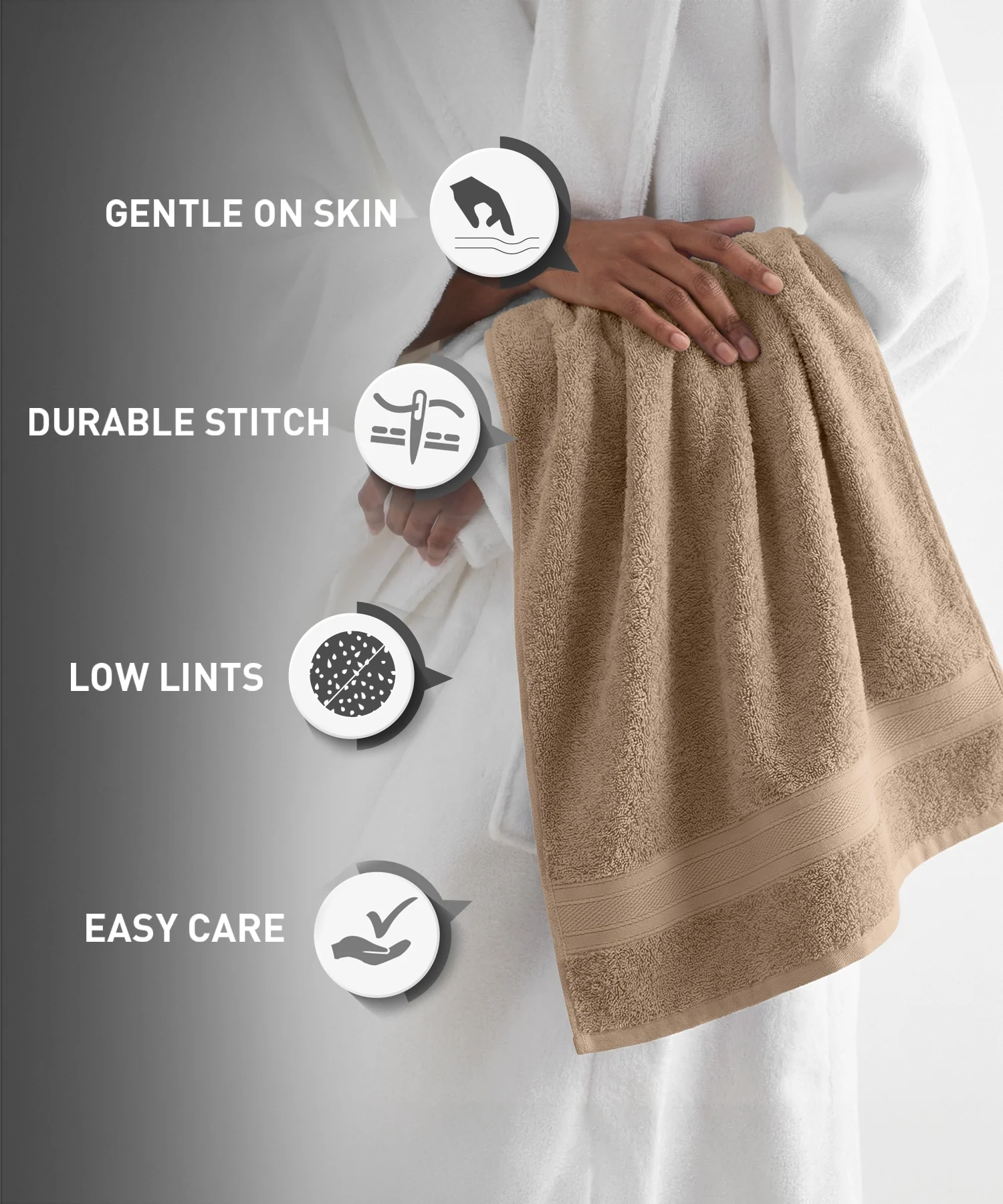 Soft Comfort 4Pc Hand Towel Set, Acron Brown|509 GSM Cotton|Air Rich Technology - Image 9