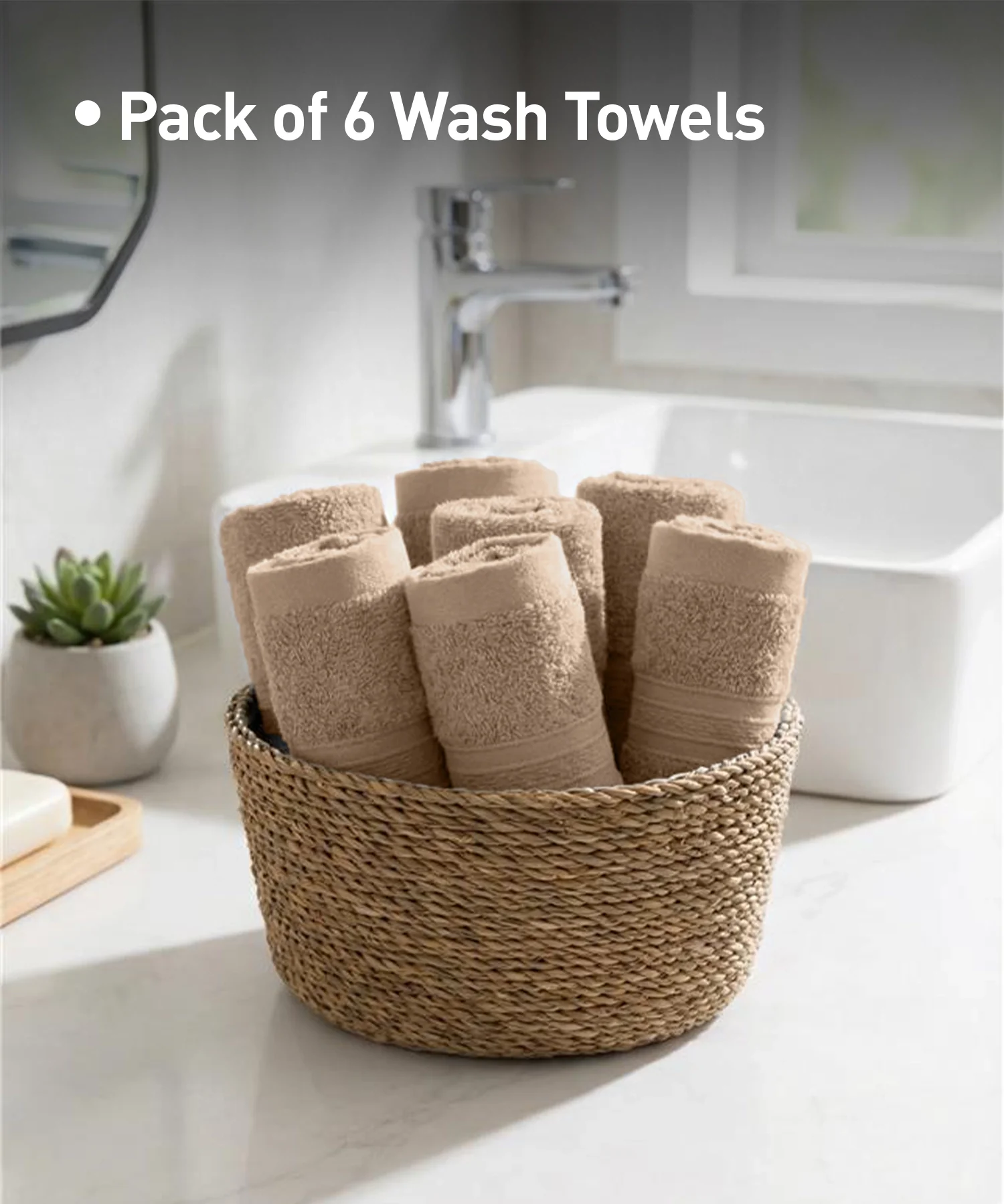Soft Comfort 6Pc Face Towel Set, Acron,Brown|509 GSM Cotton|Air Rich Technology - Image 7