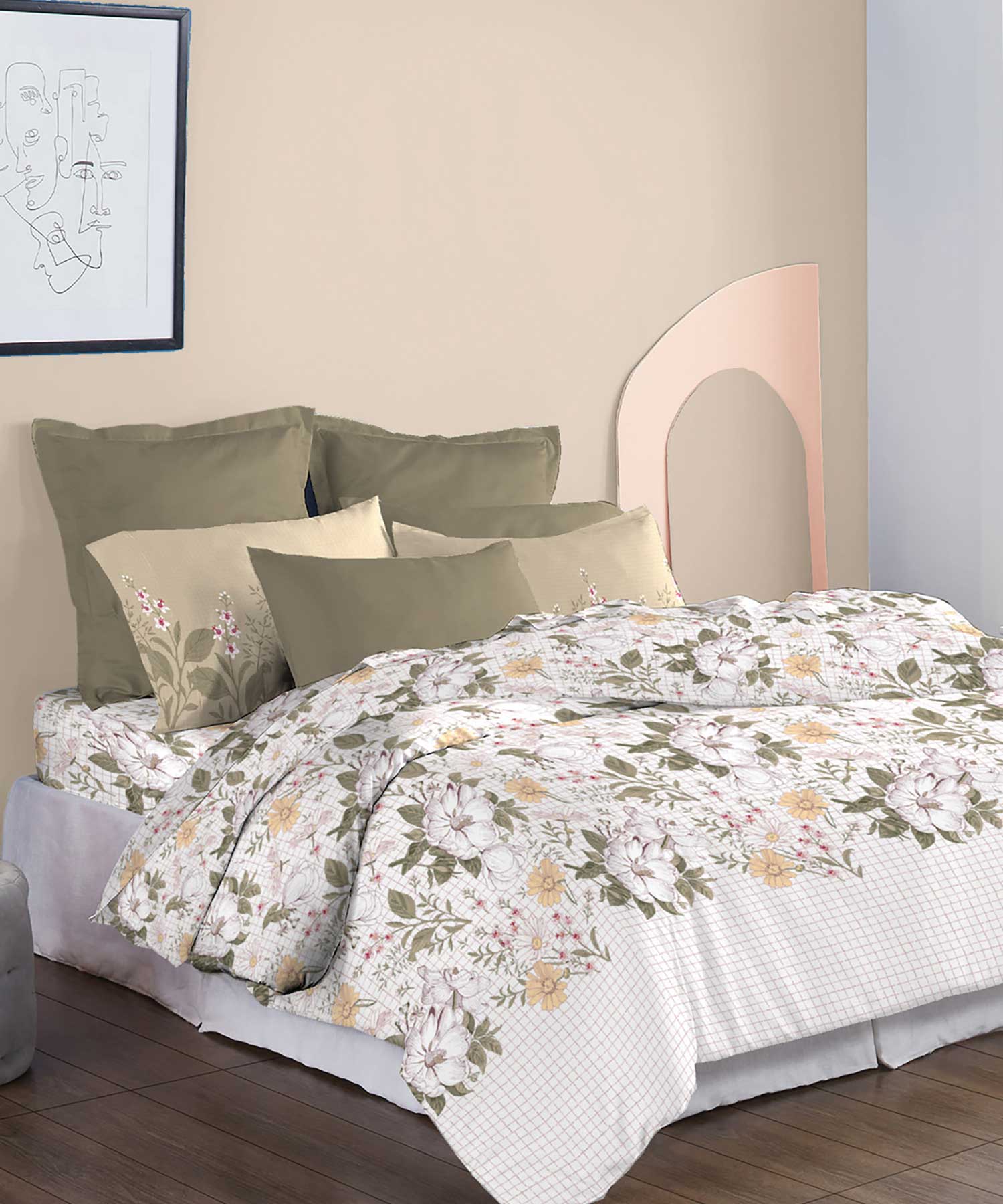Soft Comfort Bedding Set, Backyard| 210TC, 200GSM Cotton|4 Pc Set