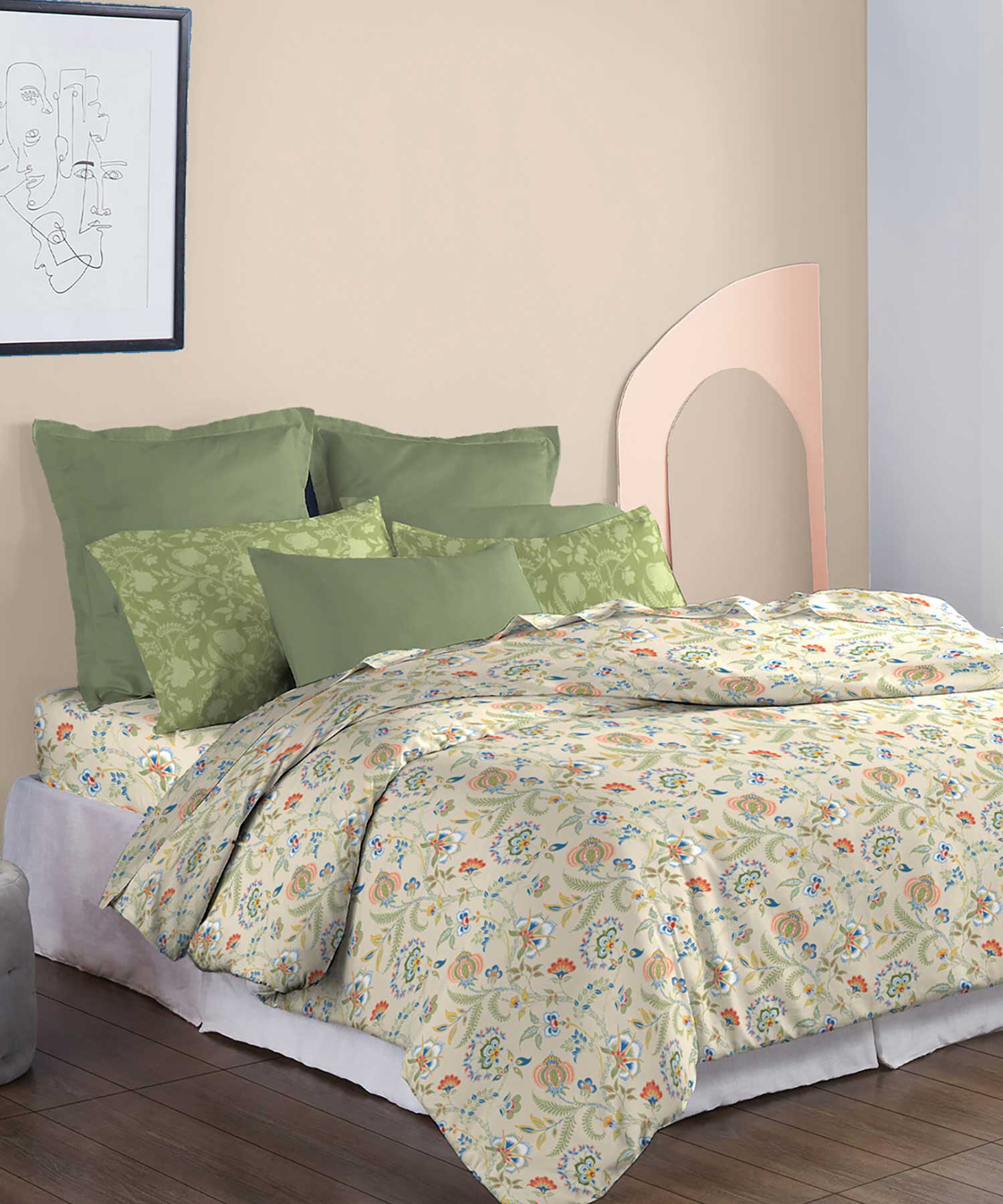 Soft Comfort Bedding Set, English Chintz| 210TC, 200GSM Cotton|4 Pc Set