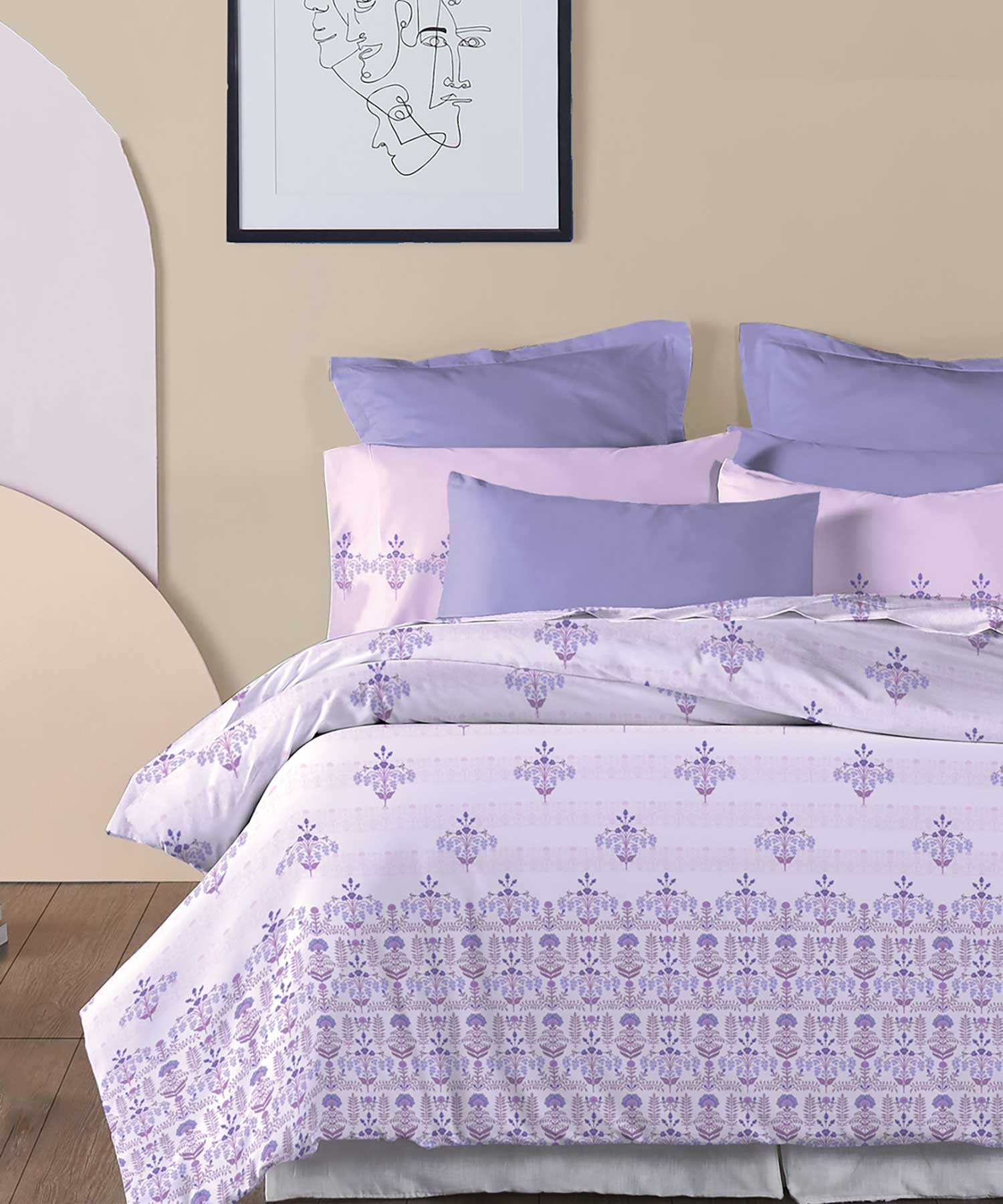 Soft Comfort Bedding Set, Lilac Affair| 210TC, 200GSM Cotton|4 Pc Set - Image 2