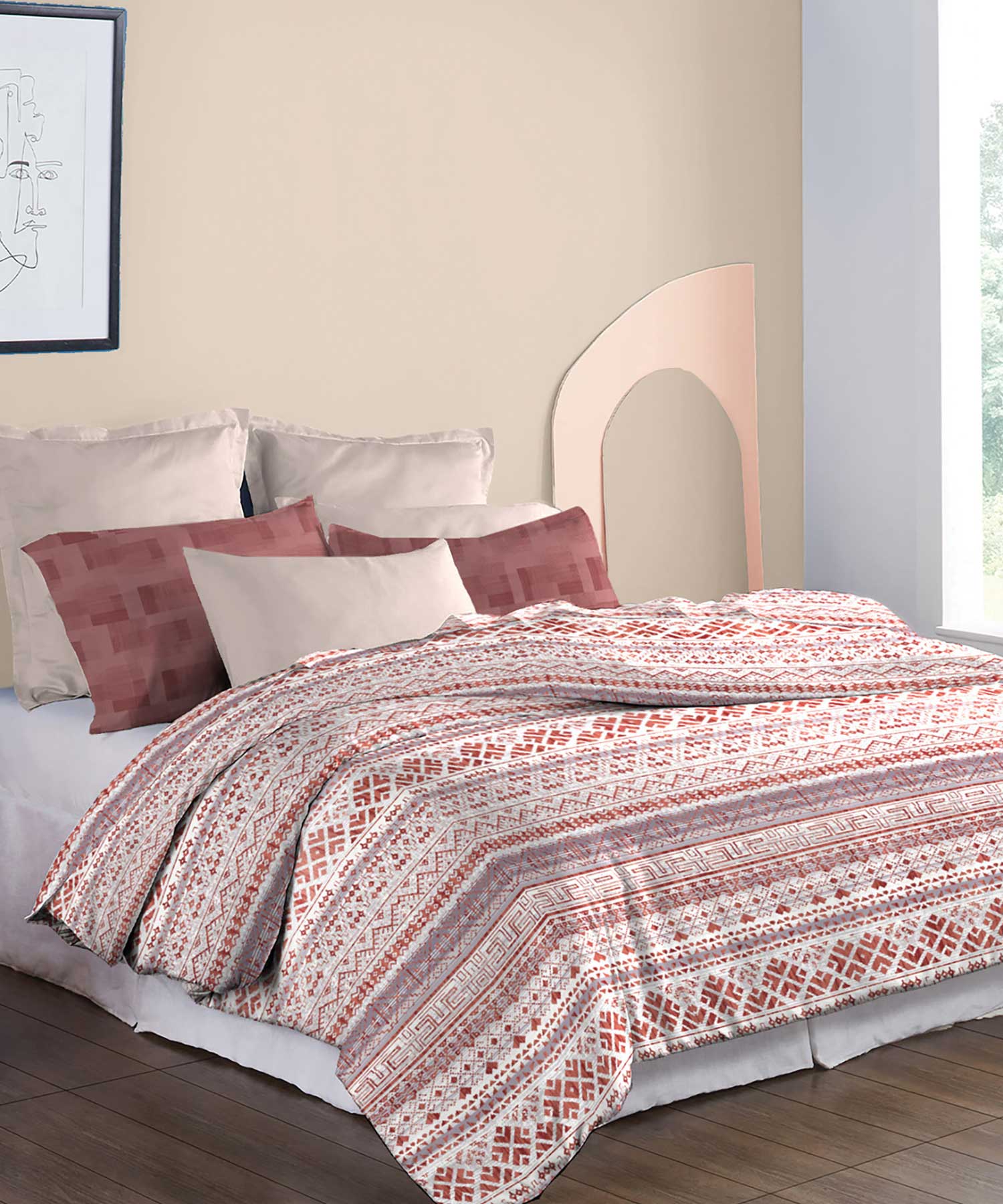 Soft Comfort King Bedsheet Set, Adam| 210 TC Cotton|2 Pillow Covers - Image 5