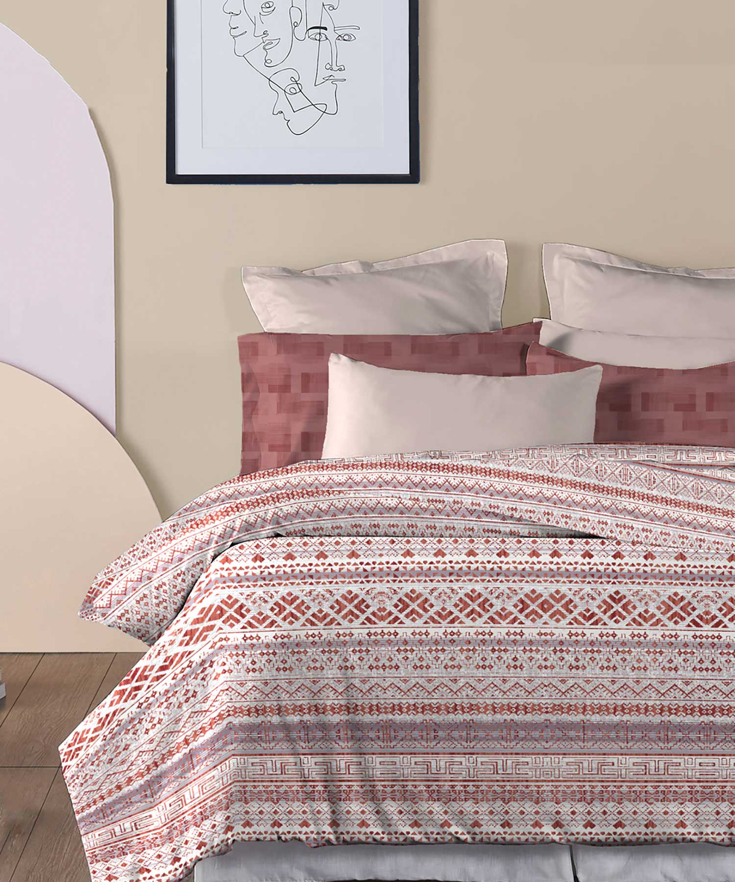 Soft Comfort King Bedsheet Set, Adam| 210 TC Cotton|2 Pillow Covers - Image 6