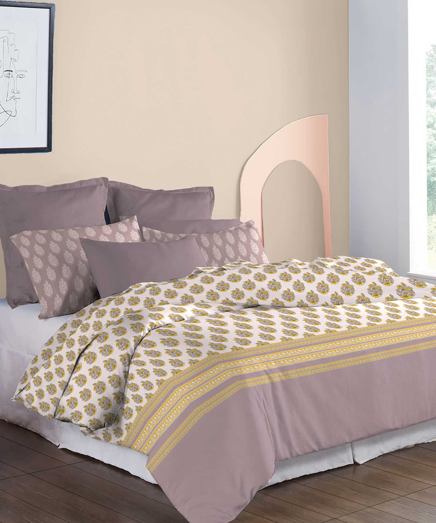 Soft Comfort King Bedsheet Set, Marigold| 210 TC Cotton|2 Pillow Covers - Image 5