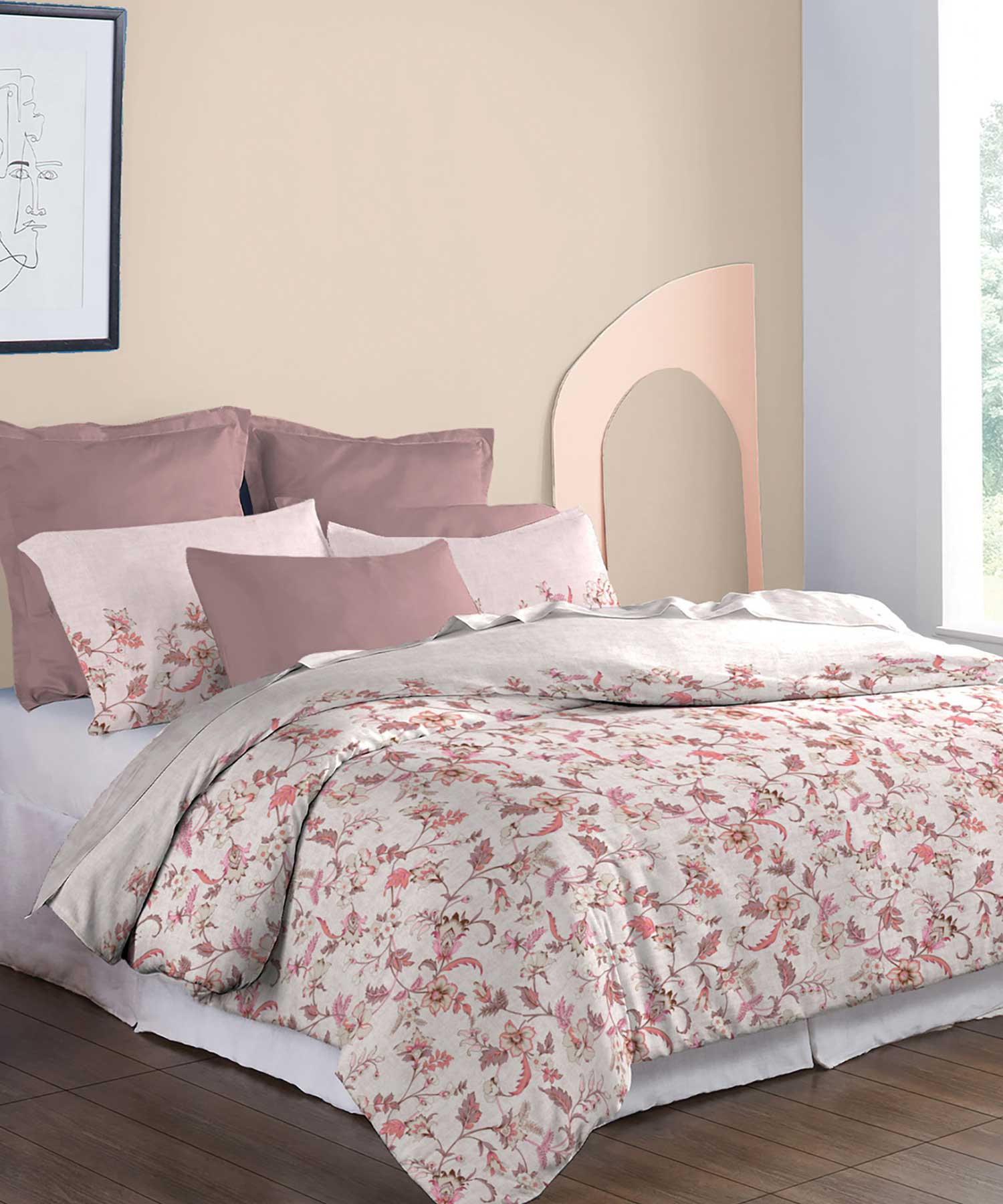 Soft Comfort King Bedsheet Set, Oriental| 210 TC Cotton|2 Pillow Covers - Image 5