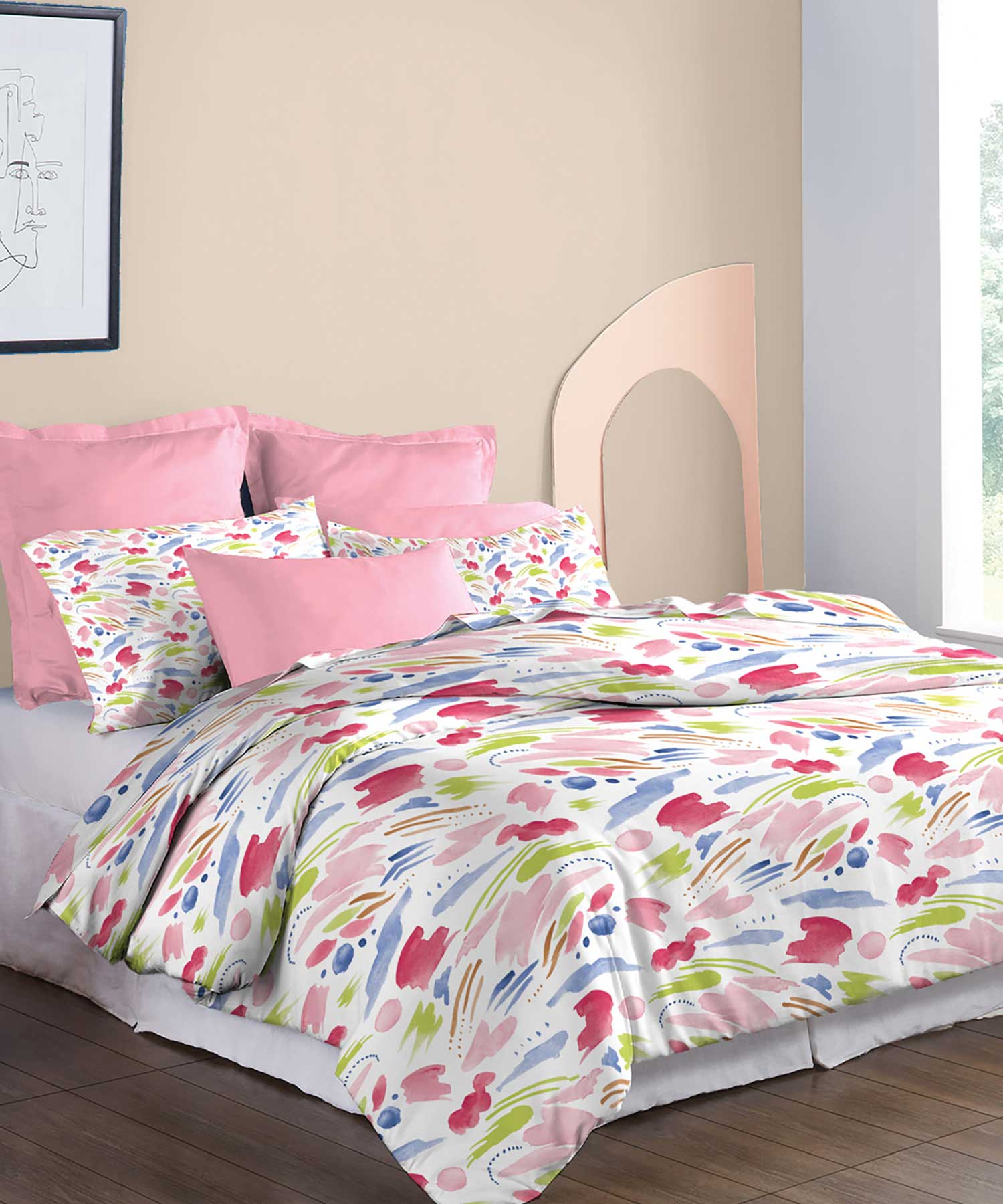 Soft Comfort King Bedsheet Set, Sweet Temptation| 210 TC Cotton|2 Pillow Covers - Image 5