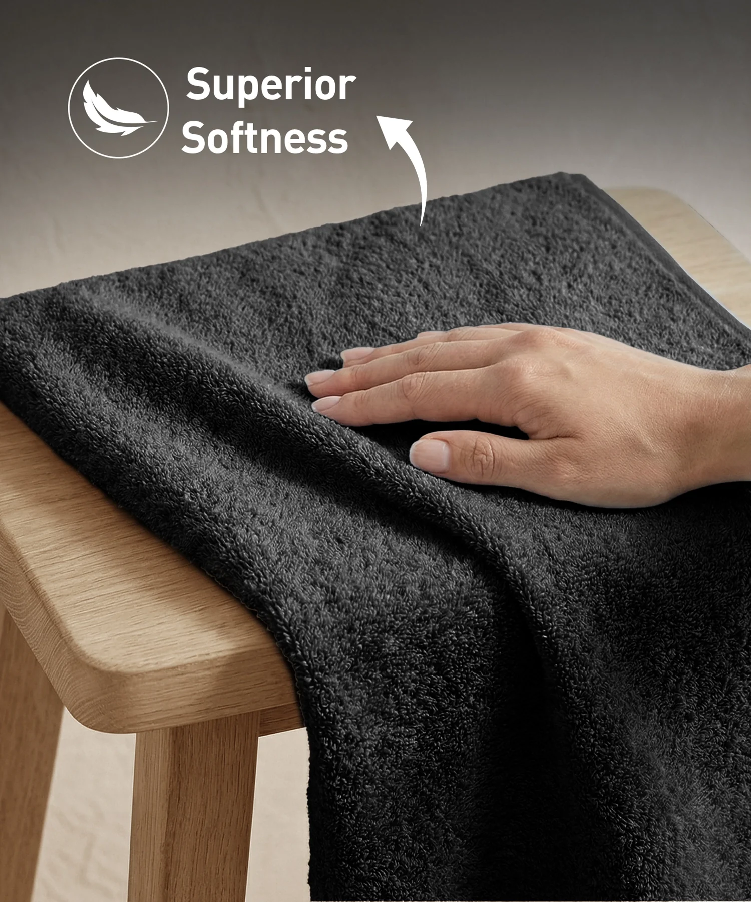 Soft Comfort 4Pc Hand Towel Set, Black|509 GSM Cotton|Air Rich Technology - Image 6