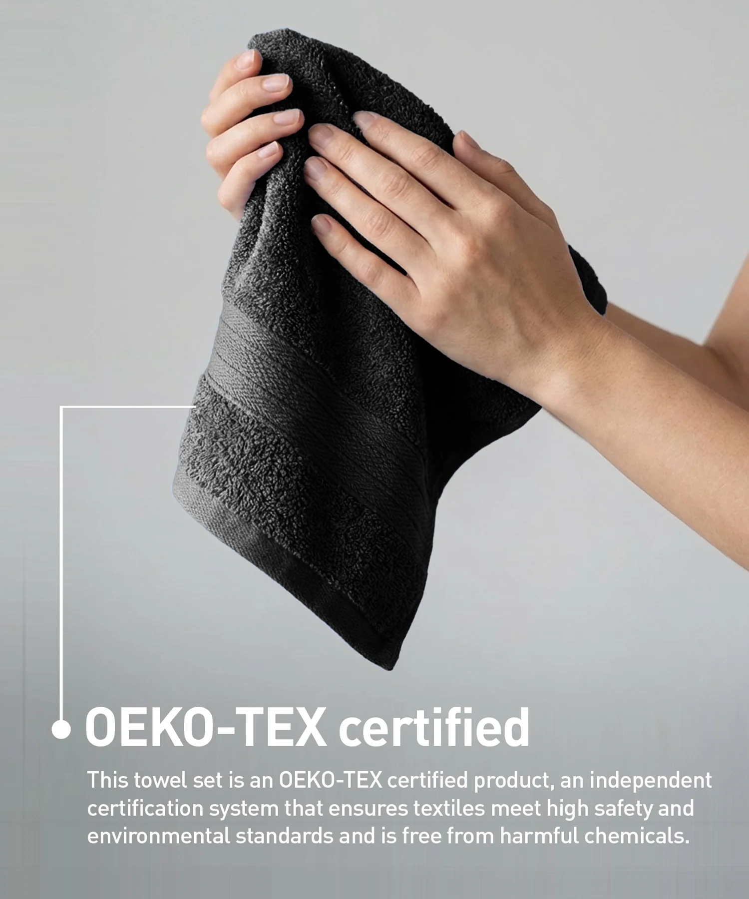 Soft Comfort 4Pc Hand Towel Set, Black|509 GSM Cotton|Air Rich Technology - Image 7