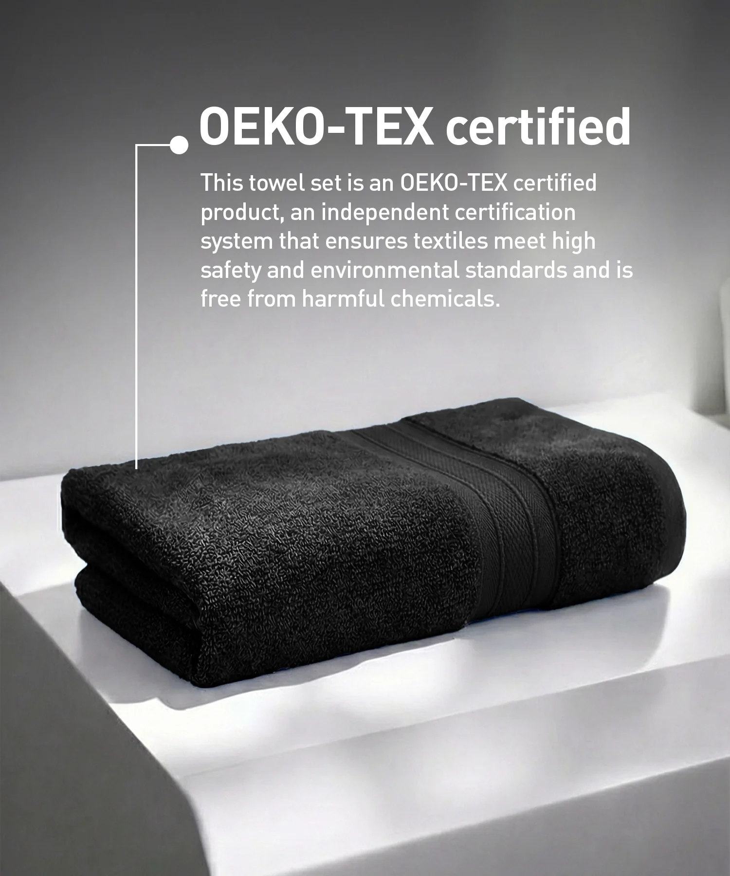 Soft Comfort 1Pc Bath Towel, Black|509 GSM Cotton|Air Rich Technology - Image 5