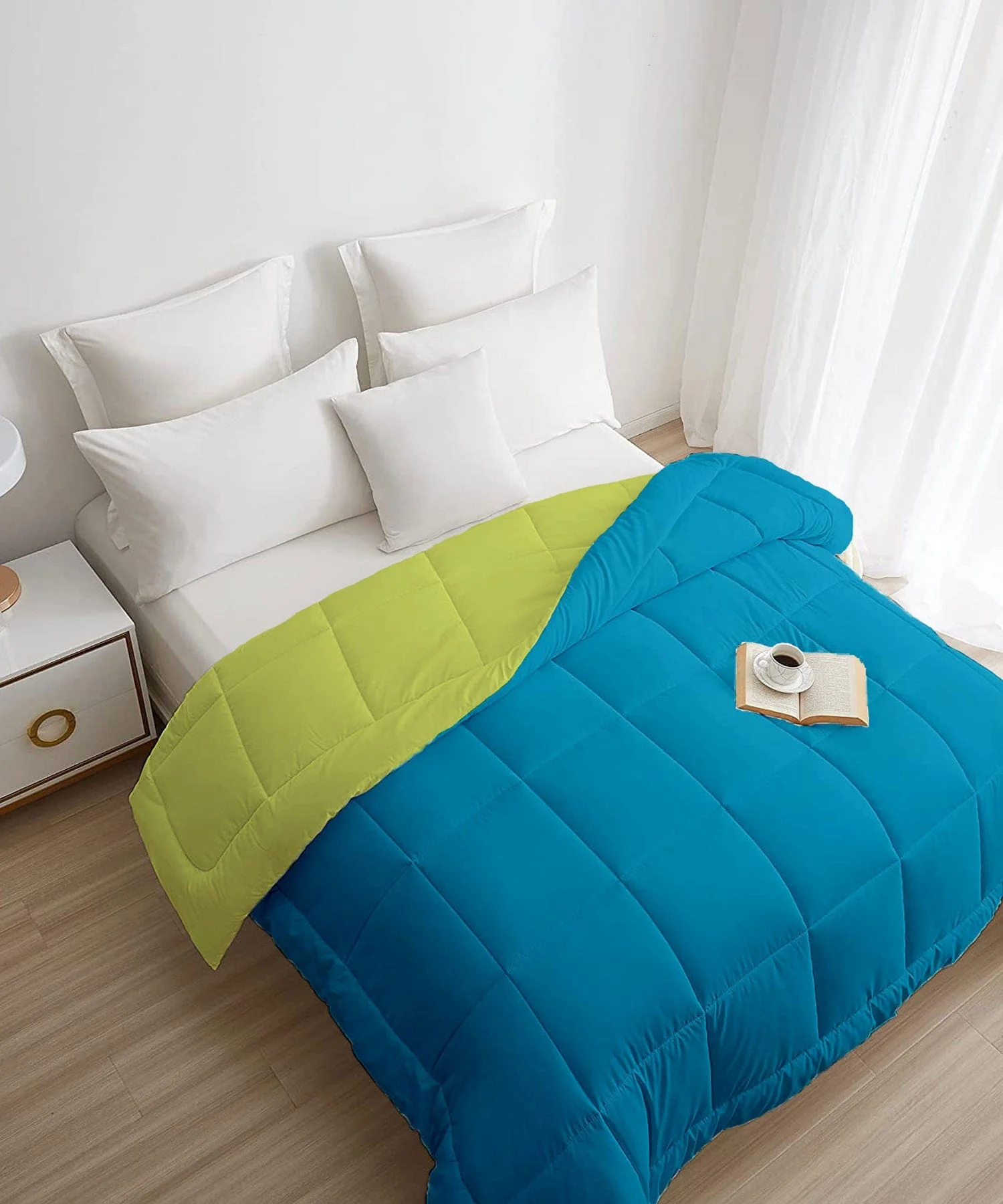 Soft Comfort Solid Double AC Comforter, Aqua Lush|200 GSM Micro Polyester|Reversible - Image 6