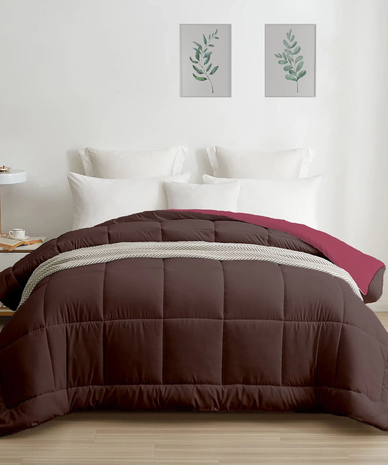 Soft Comfort Solid Double AC Comforter, Hot Chocolate|200 GSM Micro Polyester|Reversible - Image 4