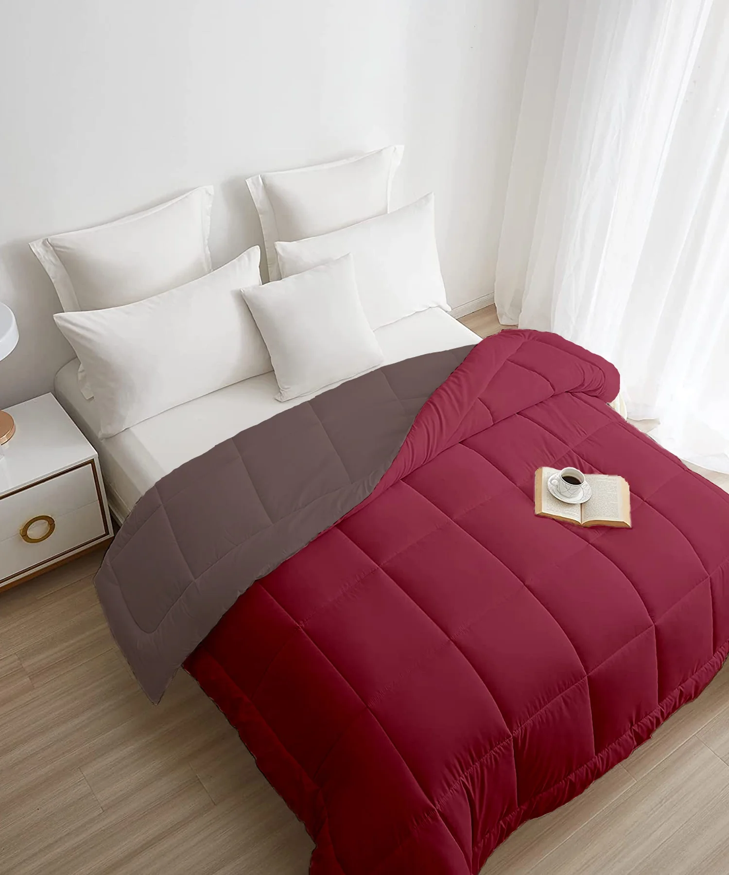 Soft Comfort Solid Double AC Comforter, Hot Chocolate|200 GSM Micro Polyester|Reversible - Image 5