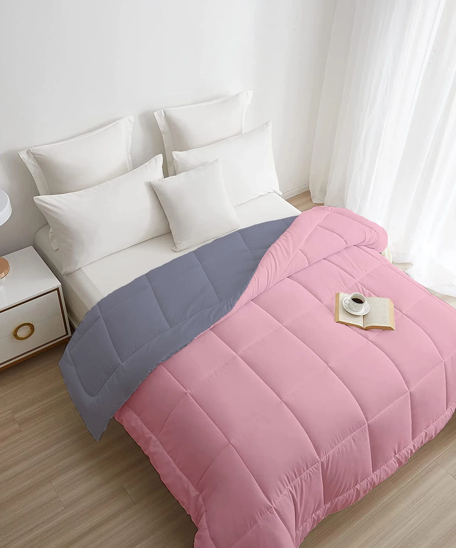 Soft Comfort Solid Double AC Comforter, Rose Dust|200 GSM Micro Polyester|Reversible - Image 5