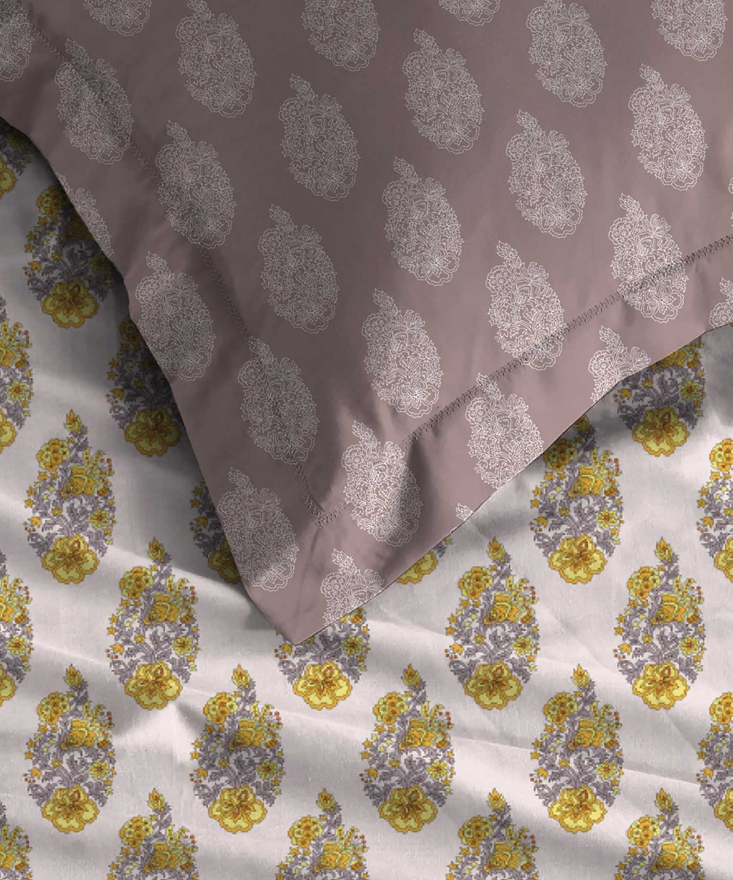 Soft Comfort King Fitted Bedsheet Set, Marigold|210 TC Cotton|2 Pillow Covers - Image 5