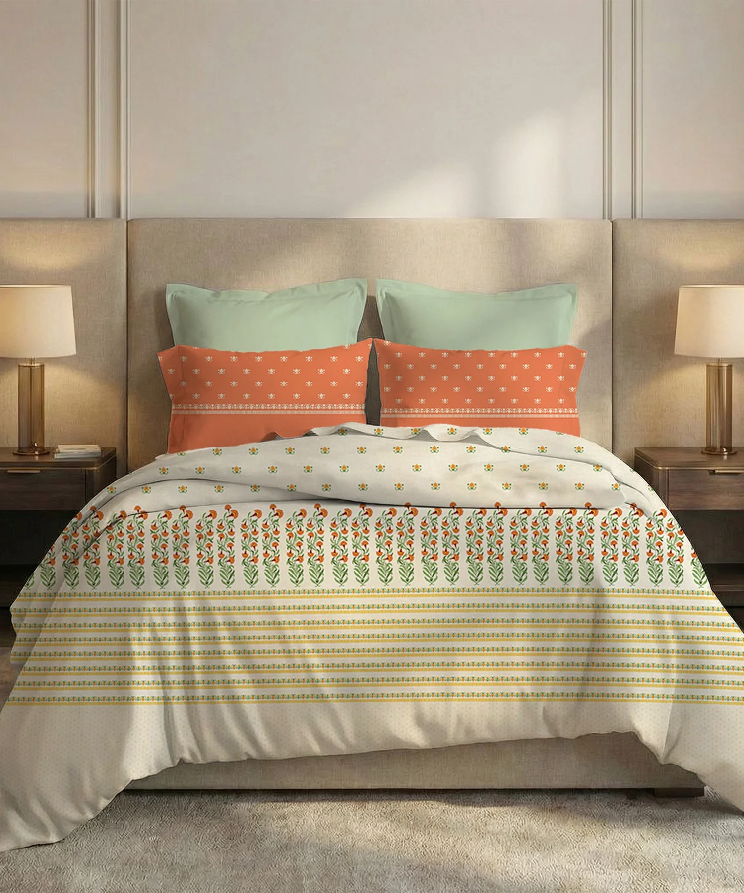 Soft Comfort King Bedsheet Set, Art Age | 200 TC Cotton|2 Pillow Covers - Image 2