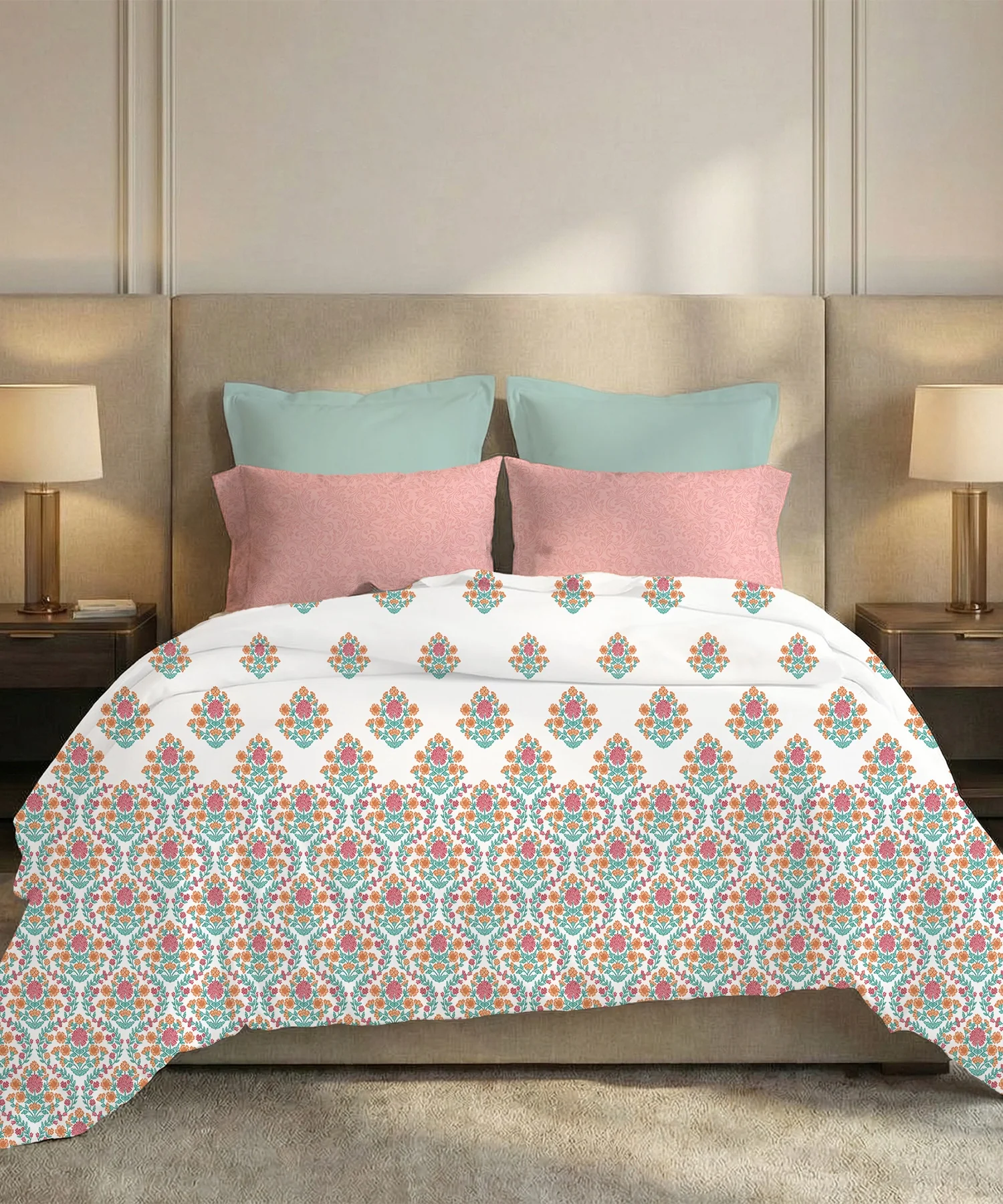 Soft Comfort King Bedsheet Set, Cascade | 200 TC Cotton|2 Pillow Covers - Image 2