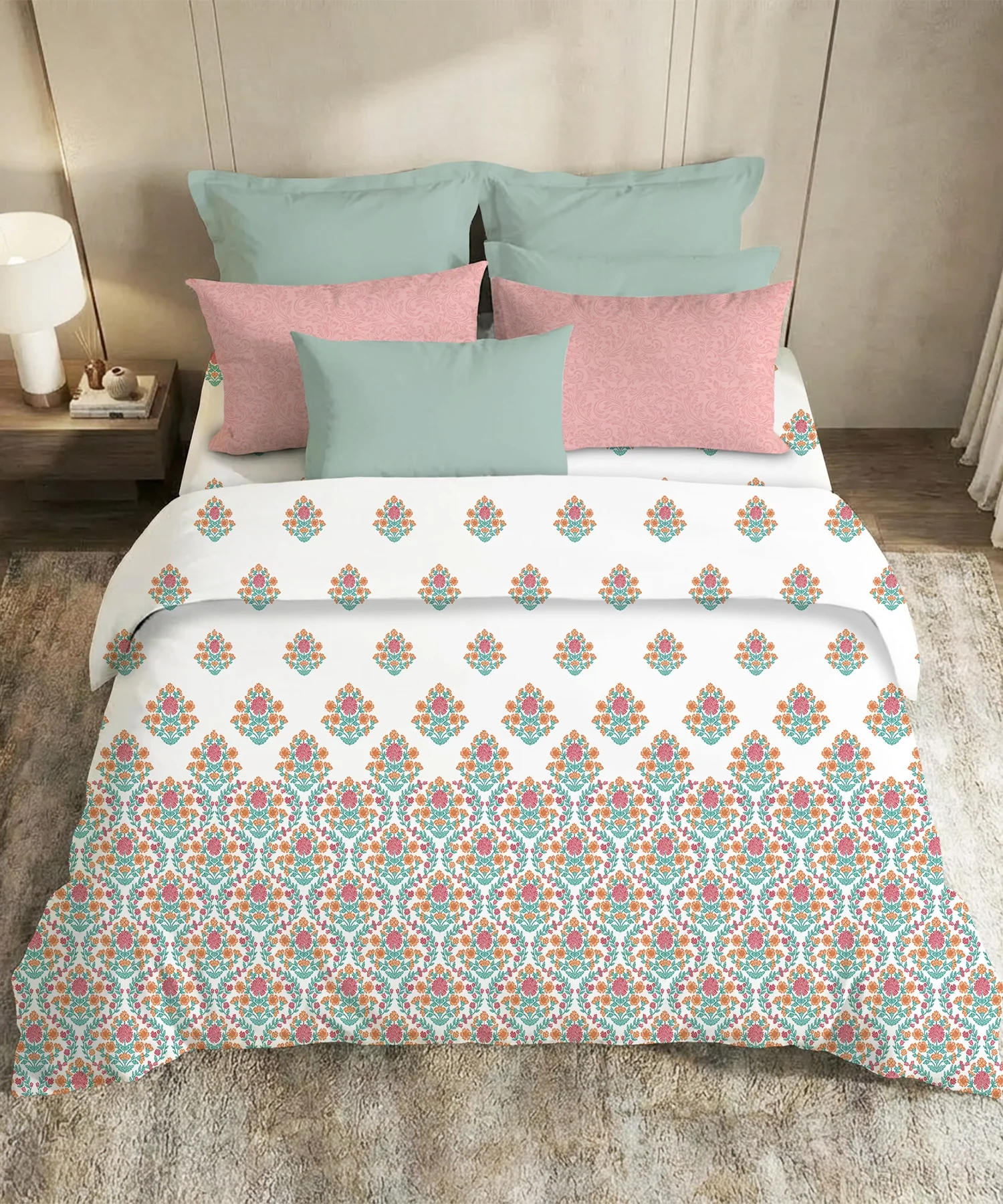 Soft Comfort King Bedsheet Set, Cascade | 200 TC Cotton|2 Pillow Covers - Image 3