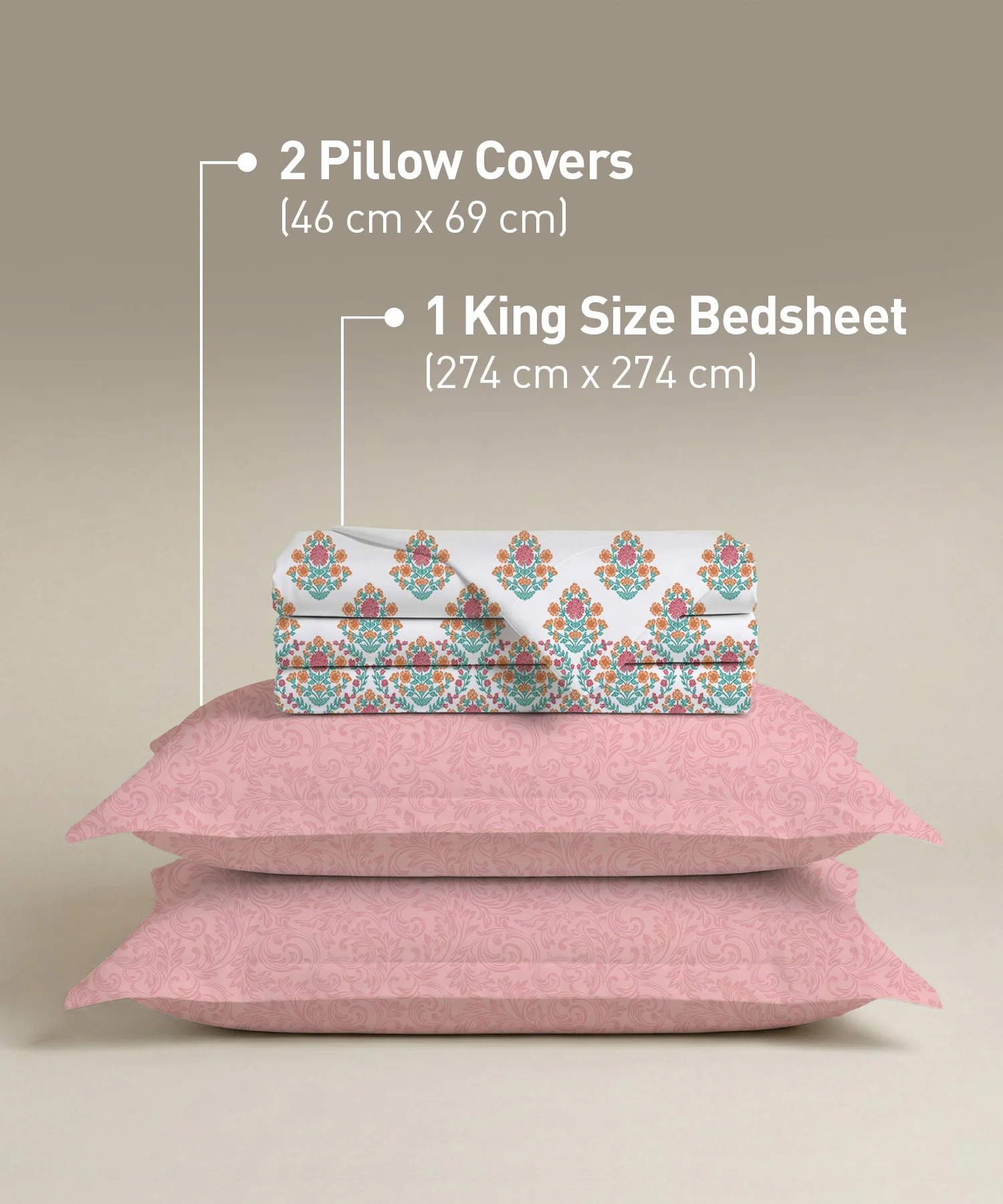 Soft Comfort King Bedsheet Set, Cascade | 200 TC Cotton|2 Pillow Covers - Image 4