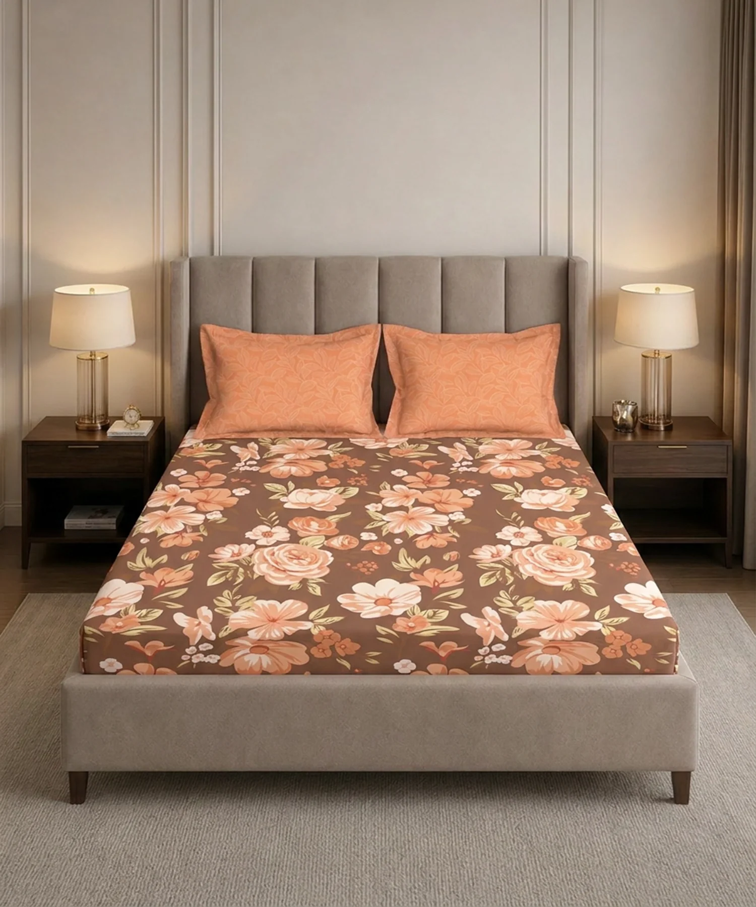 Soft Comfort King Bedsheet Set, CHARLOTTE | 180 TC Cotton|2 Pillow Covers - Image 3