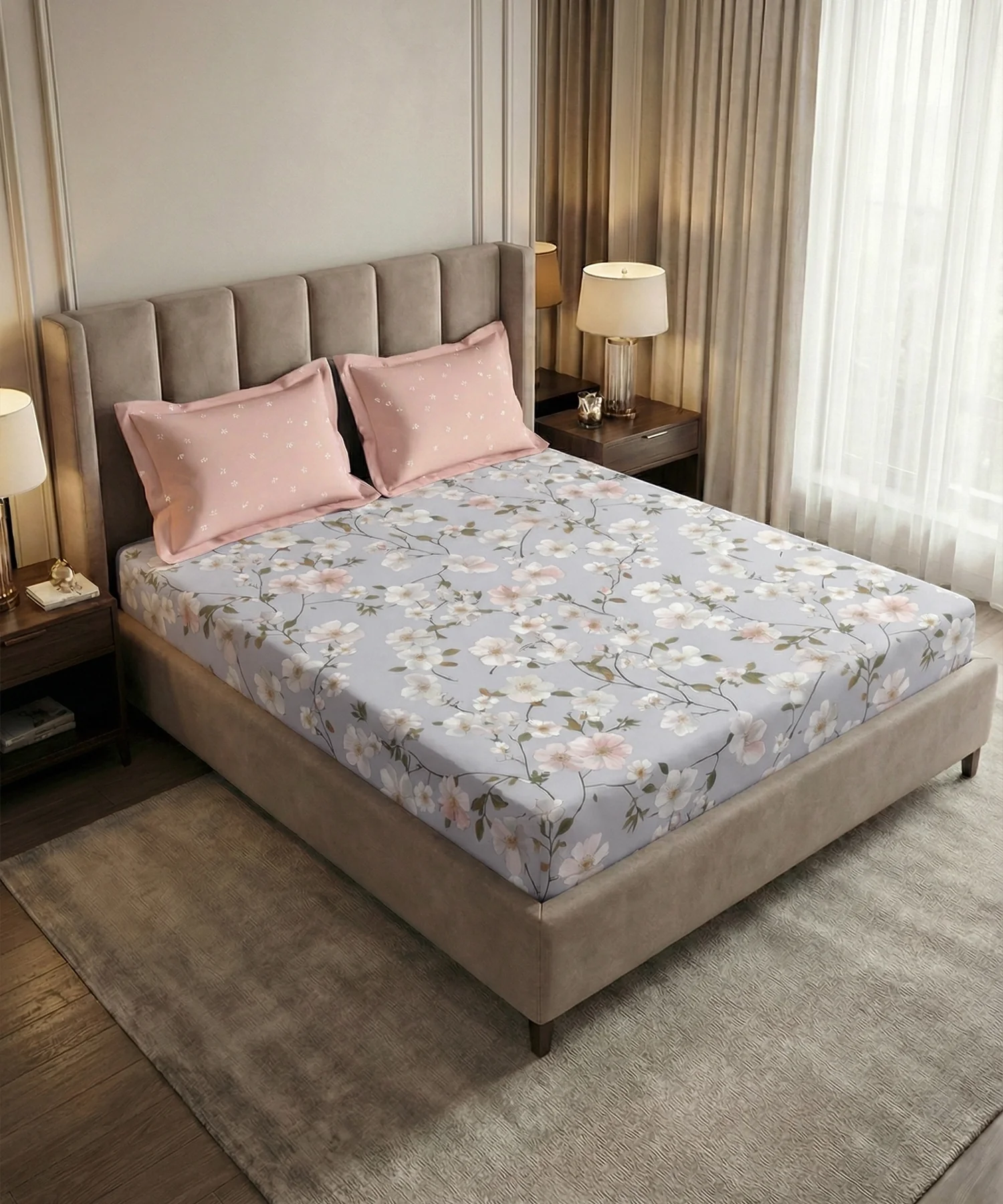 Soft Comfort King Bedsheet Set, ELYSIN | 180 TC Cotton|2 Pillow Covers - Image 2