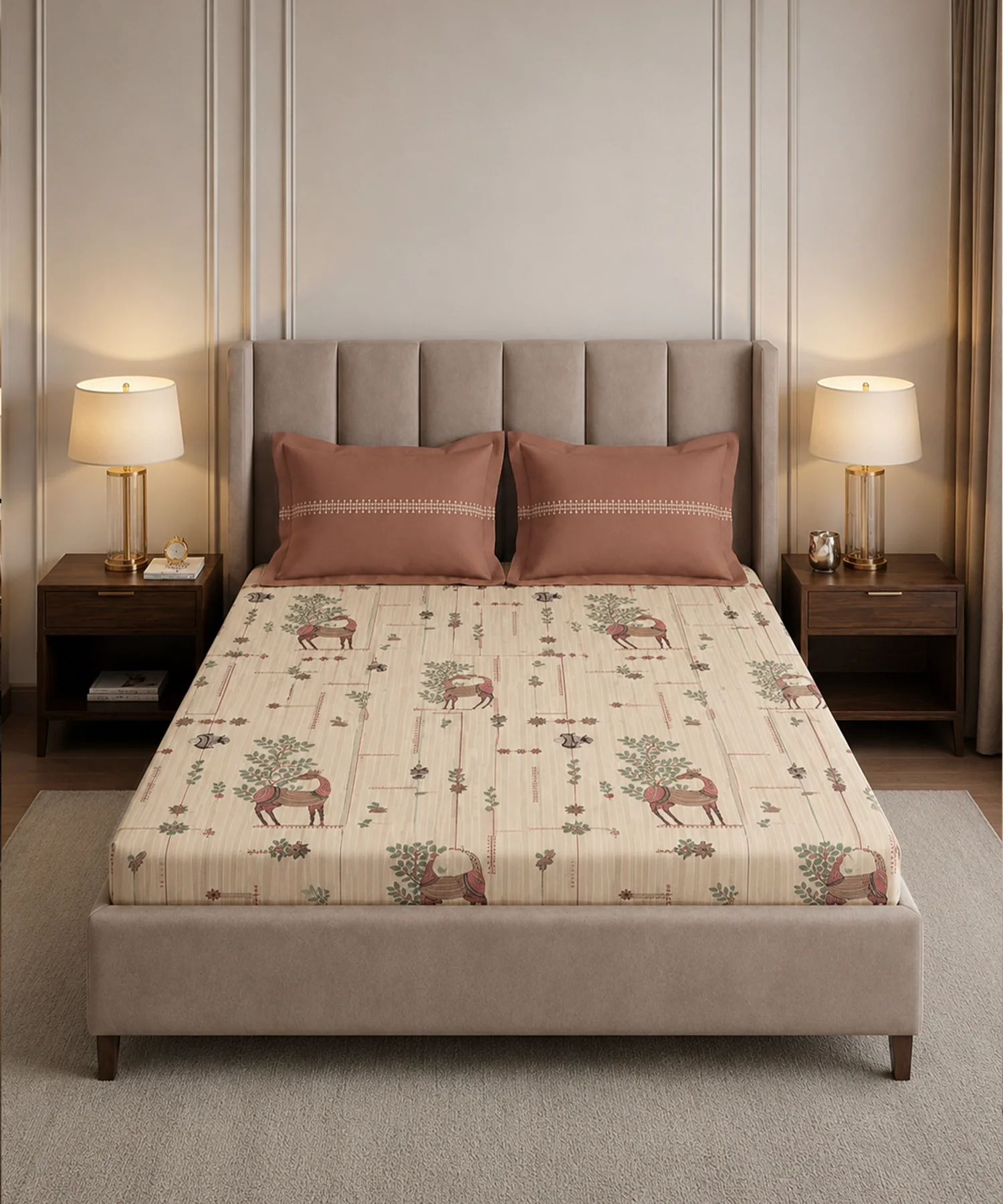 Soft Comfort King Bedsheet Set, HARINI | 180 TC Cotton|2 Pillow Covers - Image 3