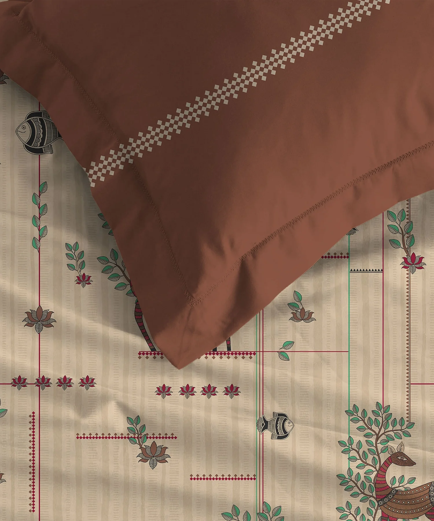 Soft Comfort King Bedsheet Set, HARINI | 180 TC Cotton|2 Pillow Covers - Image 4