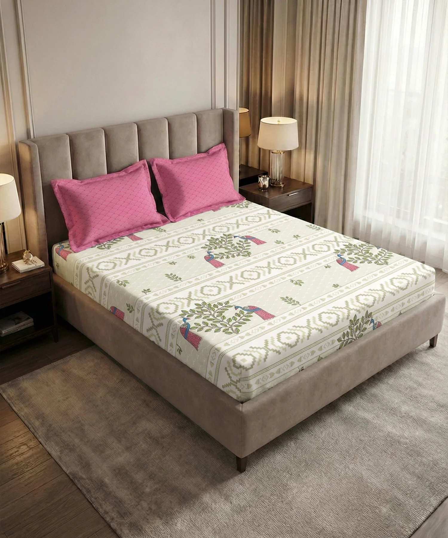 Soft Comfort King Bedsheet Set, RITVI | 180 TC Cotton|2 Pillow Covers - Image 2
